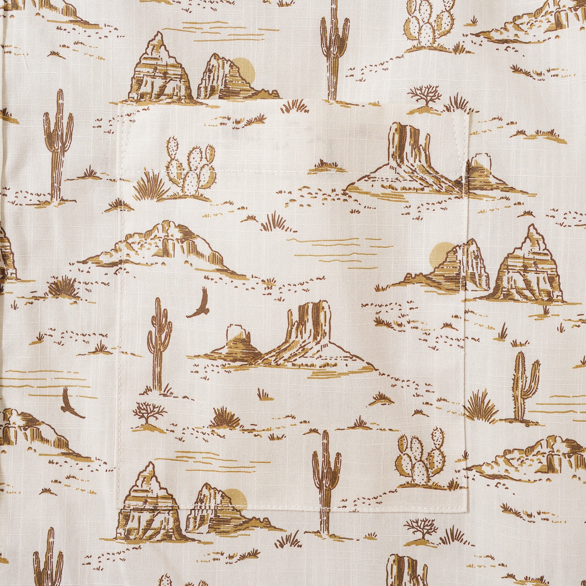 Men's Hawaiian Shirt Short Sleeve Button-down 100% Cotton Yellow Aloha Western Desert Landscape By Hufton Studio Limited