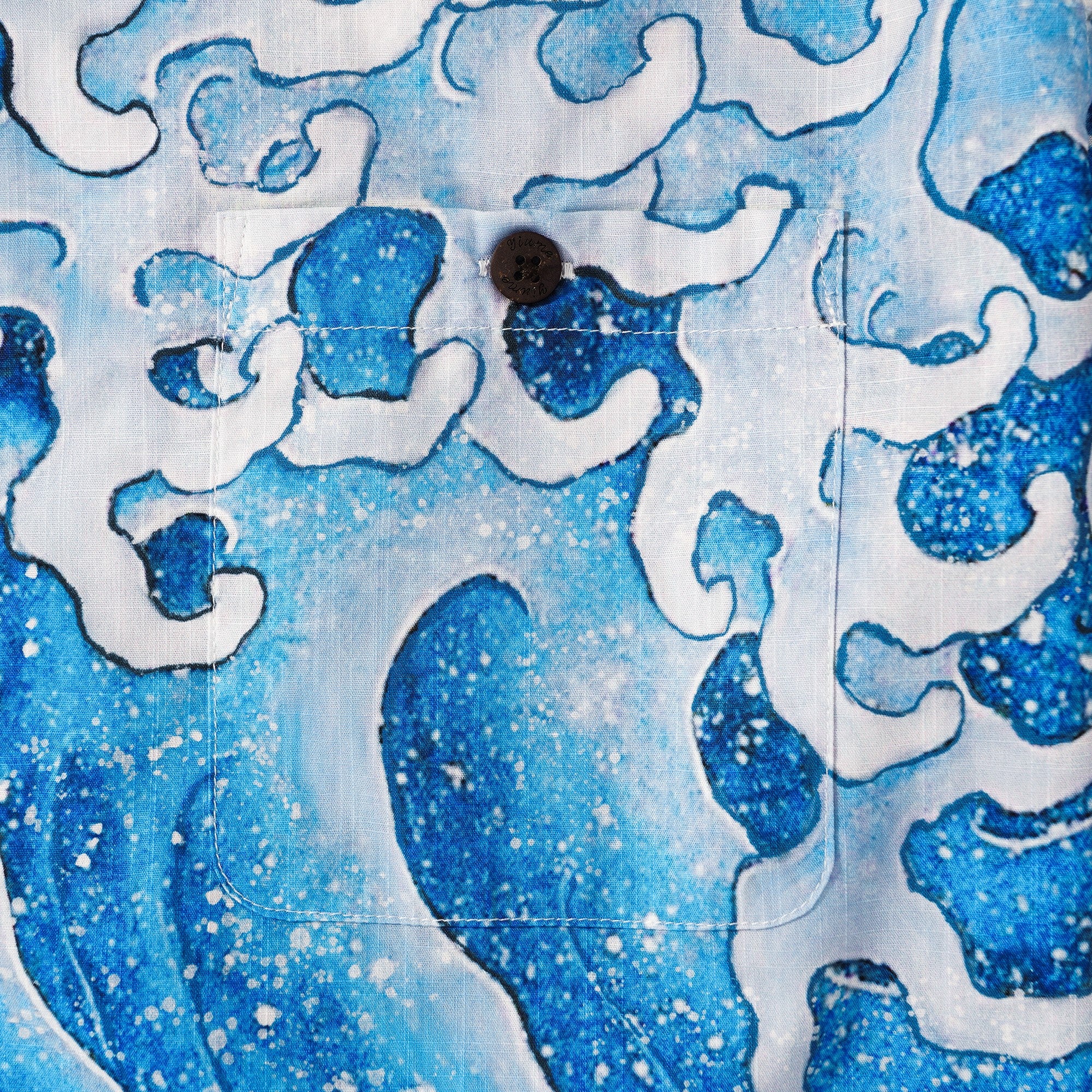 Chemise hawaïenne bleue masculine chemise cubaine à manches courtes 100% coton chemise de rides