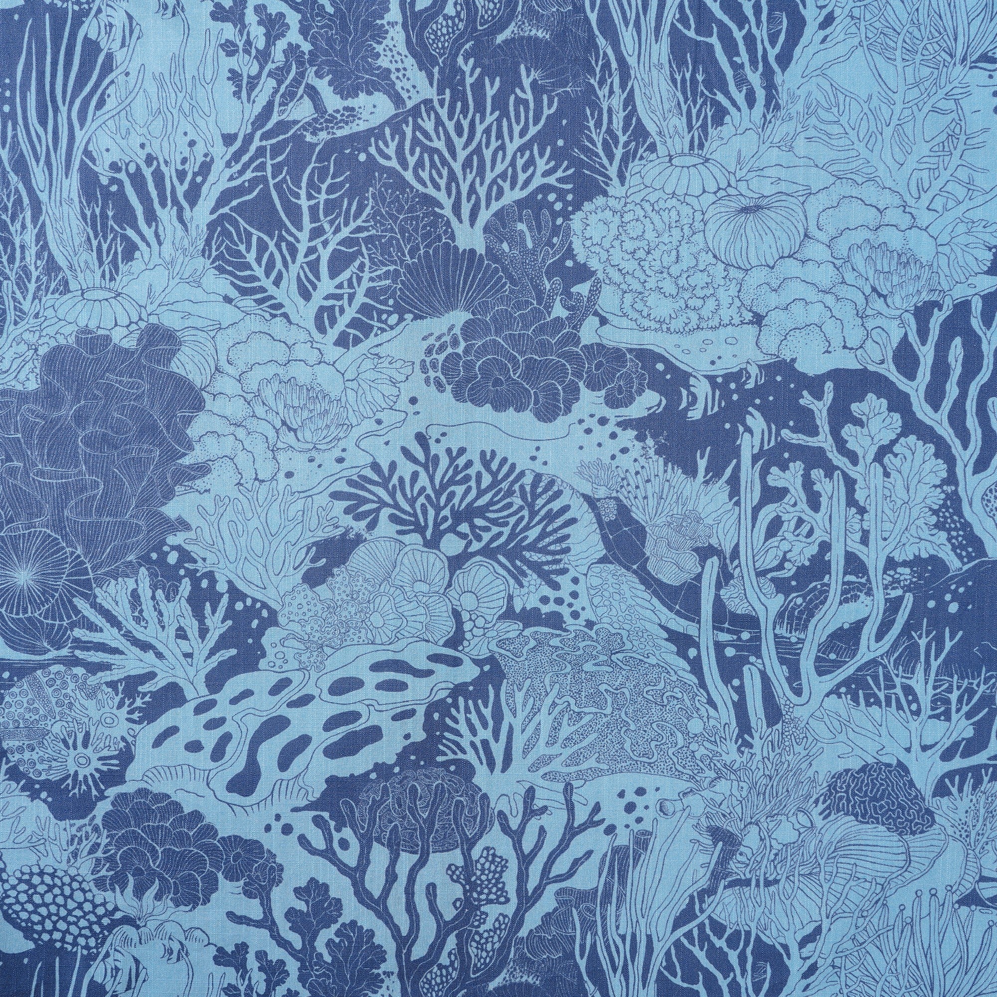 Men's Hawaiian Shirt Short Sleeve Button-down 100% Cotton Blue Aloha Undersea Coral Reef