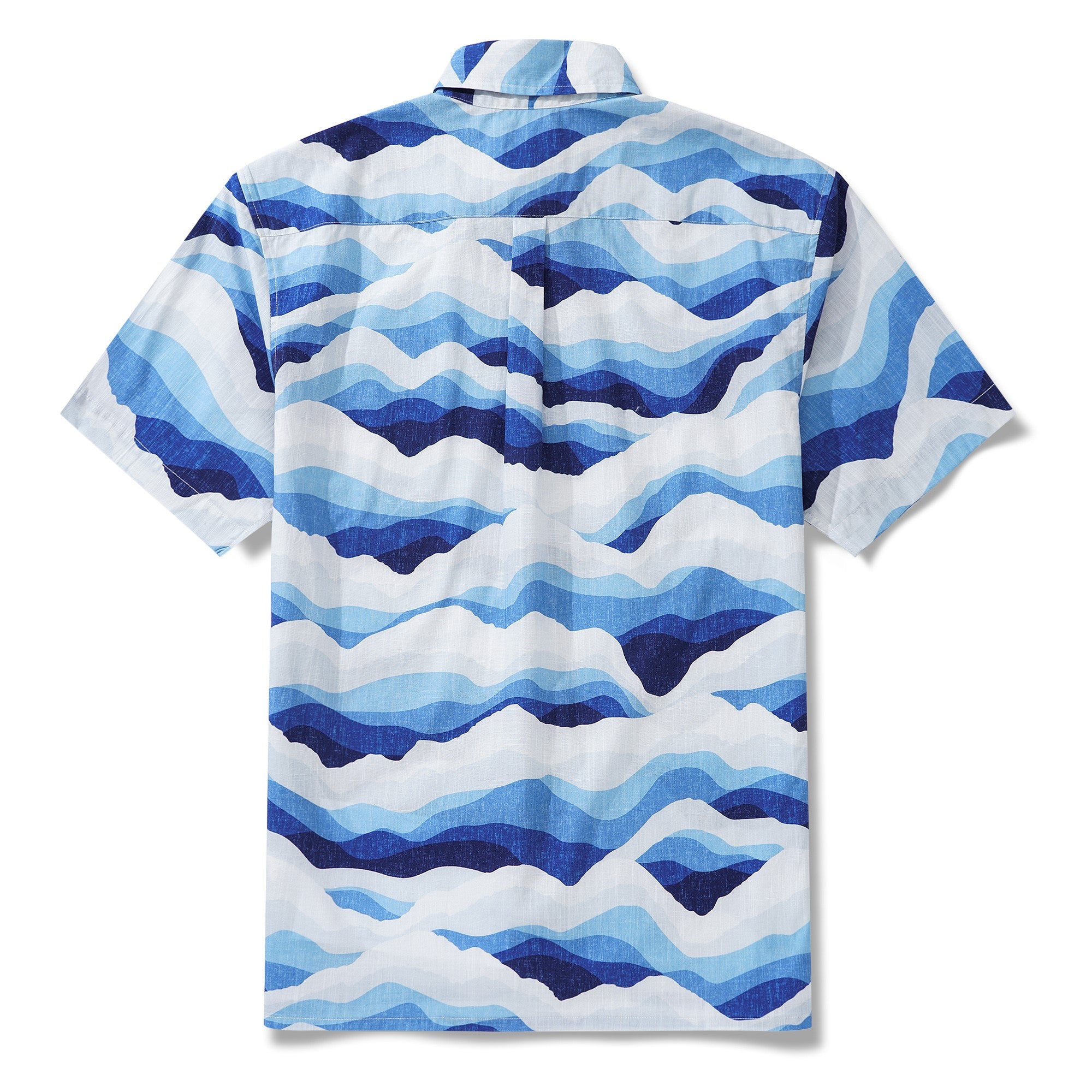 Herren-Hawaiian-Hemd Kurzärmel Button 100% Baumwollblau Aloha Mountain and Sea