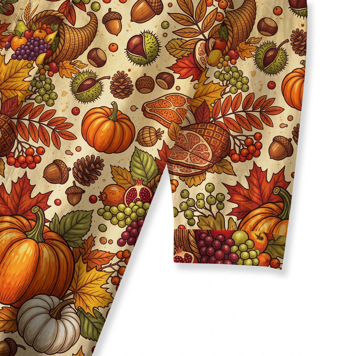 Women's Blouse with Harvest Pattern and V-Neck