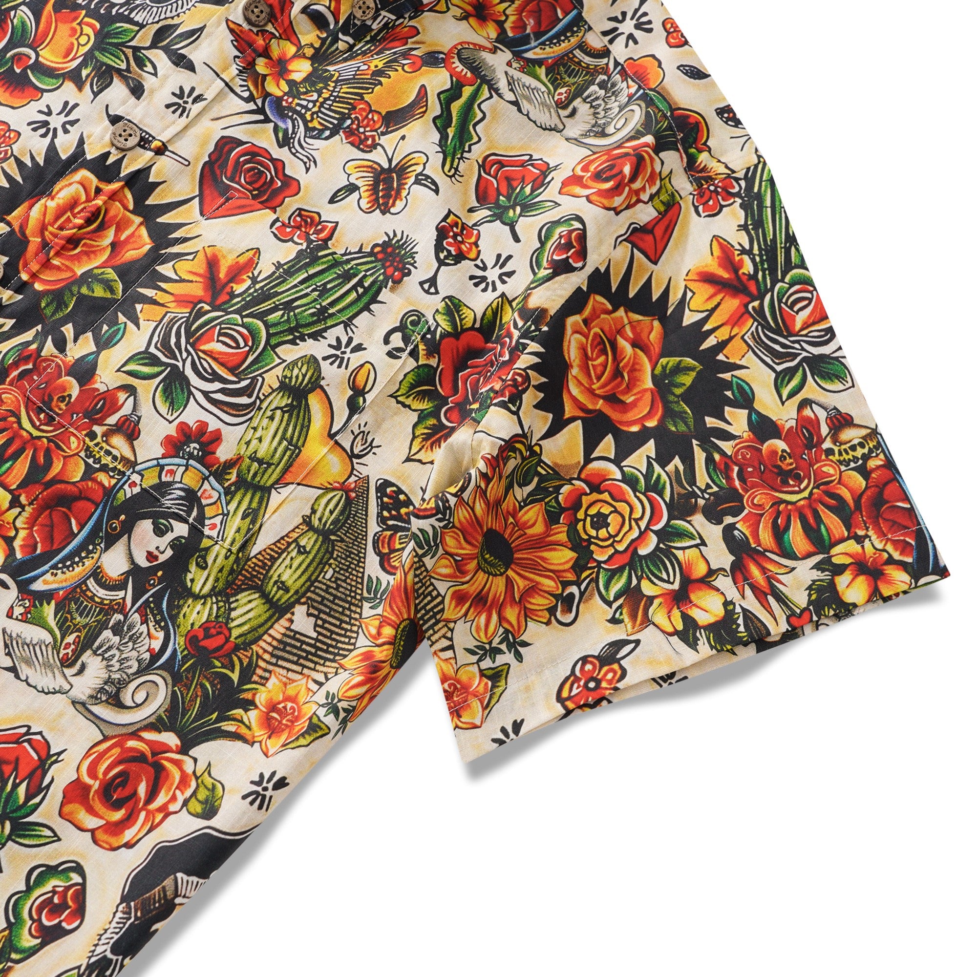 Virgin Mary Hawaiian Shirt For Men Tiki Shirt Short Sleeve Button-down 100% Cotton Desert Skull Shirt