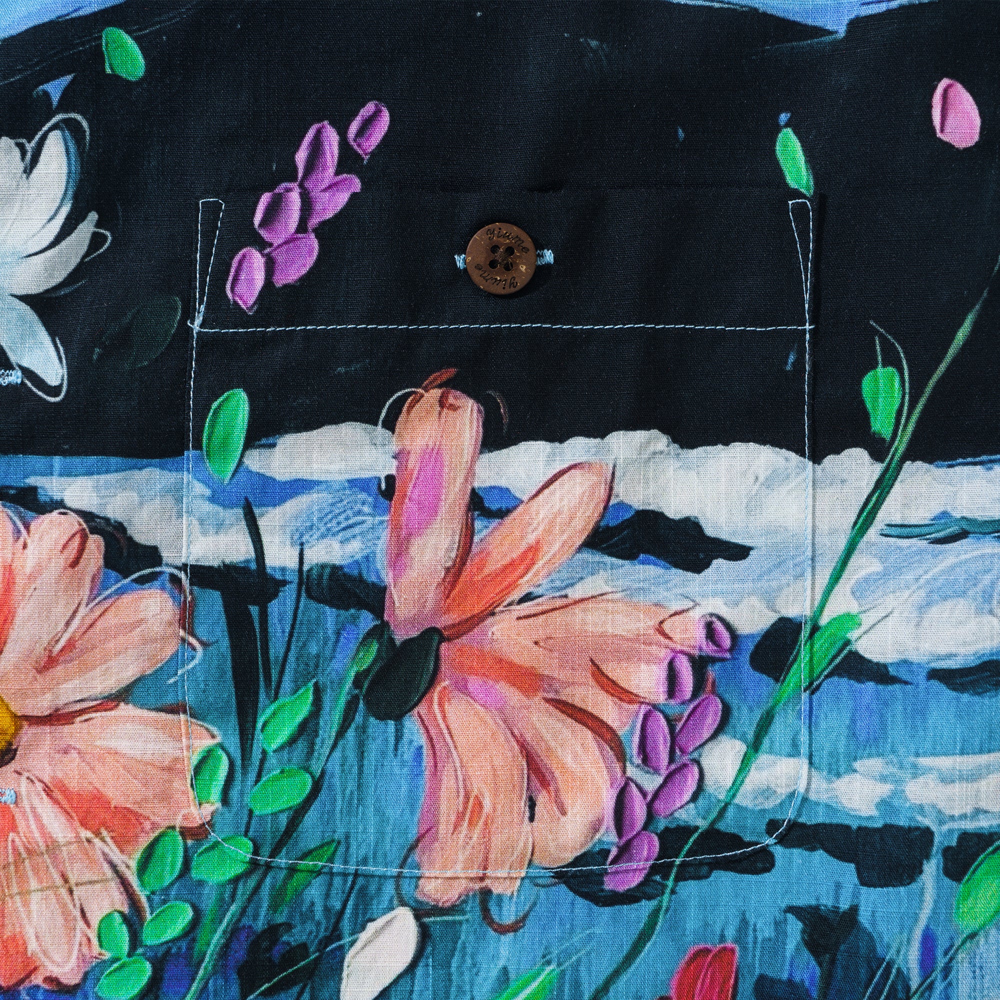 Ocean par Katie Leigh Stewart Chemise à col camp en coton 100 % pour homme à manches courtes bleue Aloha hawaïenne