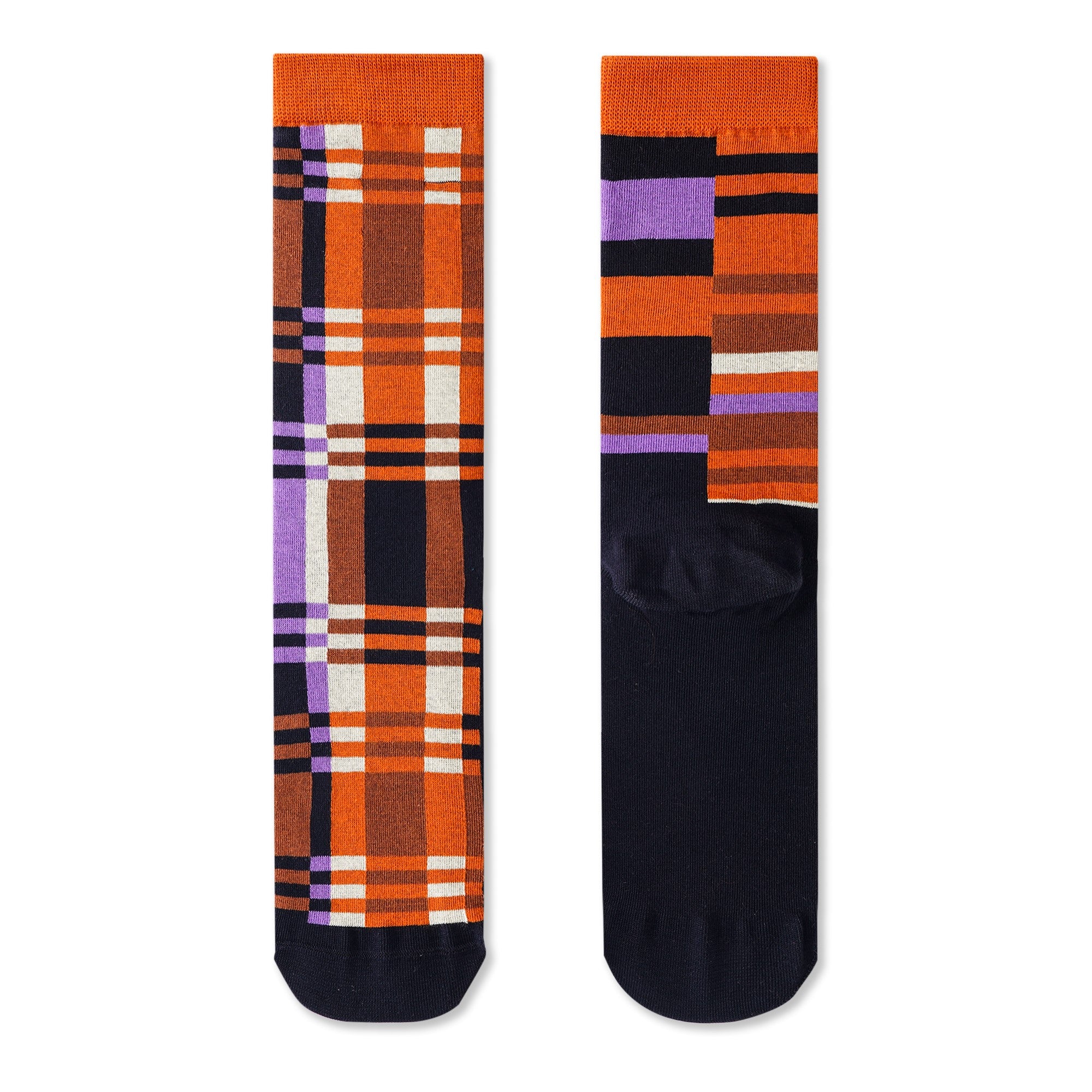 Women's Mismatched Crew Socks Colorblock – Orange, Navy & Purple