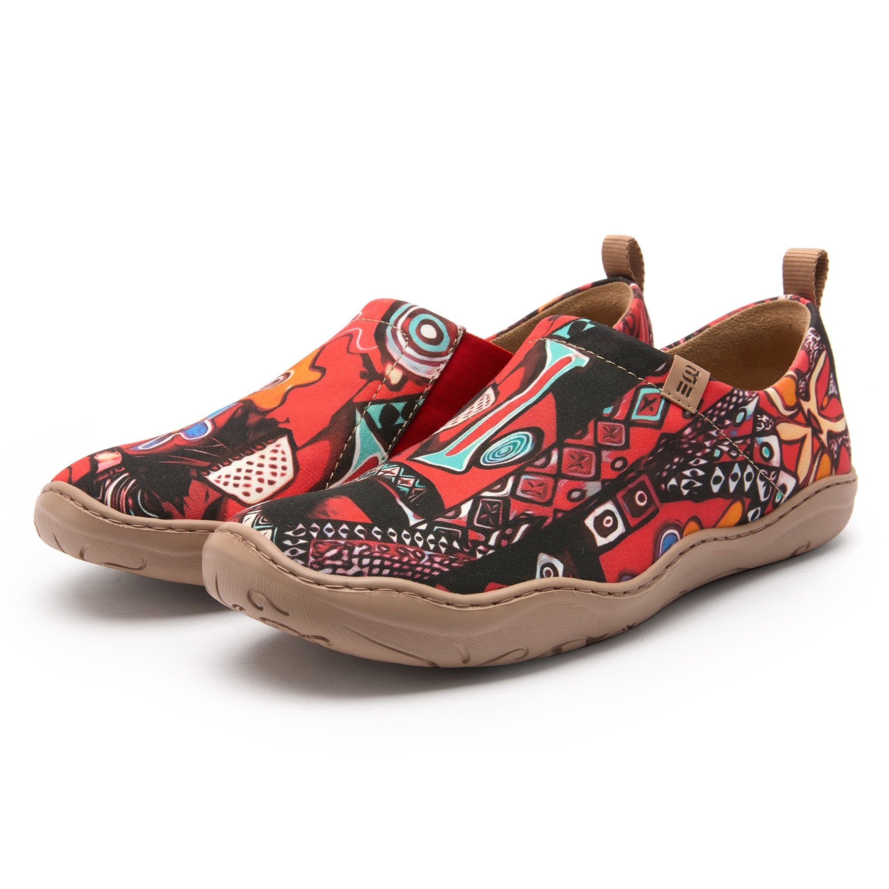 Abstract Artistry Statement Damen Slip-on-Schuhe, 100% Baumwolle, bemalte Leinwand-Sneaker Abstract-inspiriertes Hemd