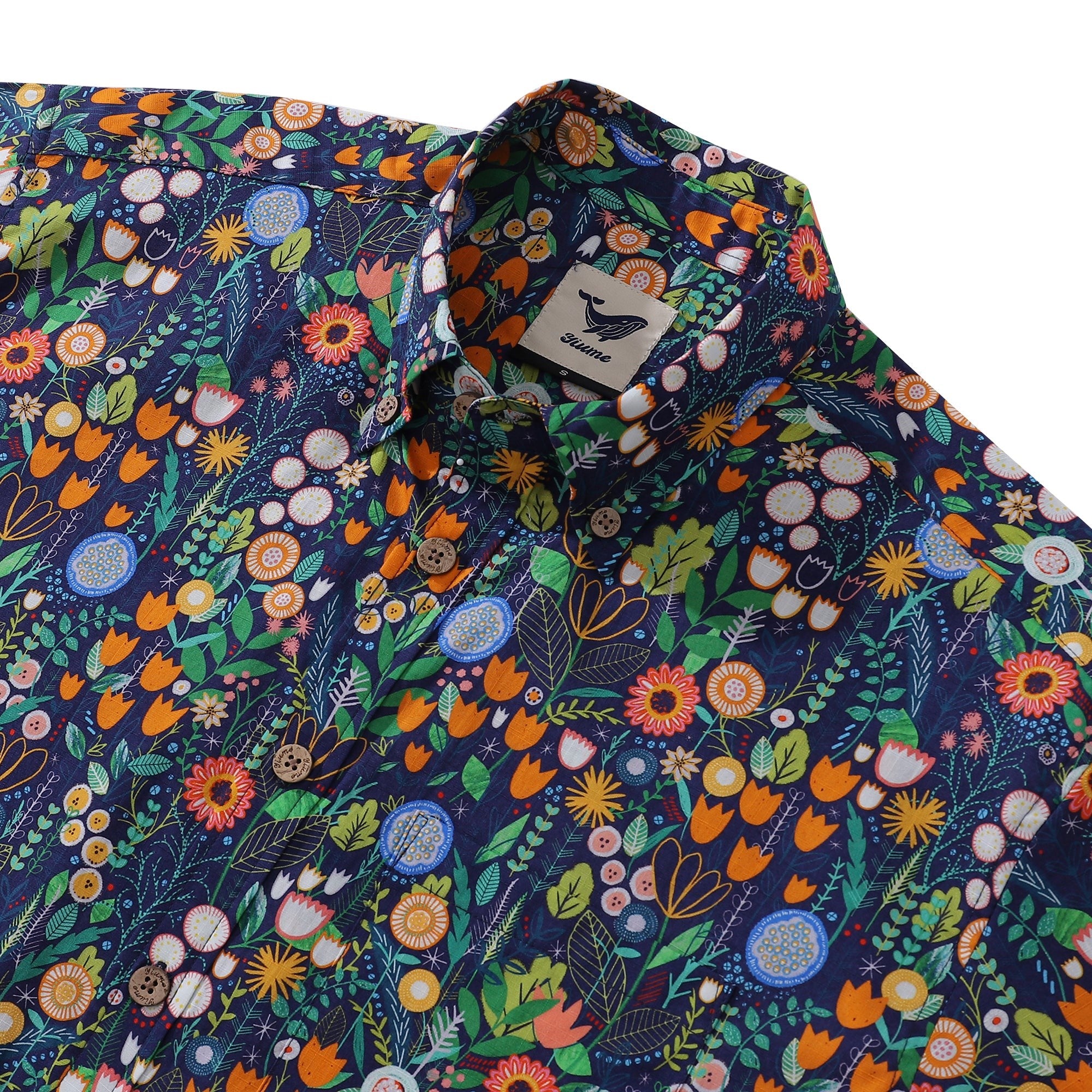 Floral Hawaiian Shirt For Men Button-down Short Sleeve 100% Cotton Shirt Mary's Garden By Rachel Parker