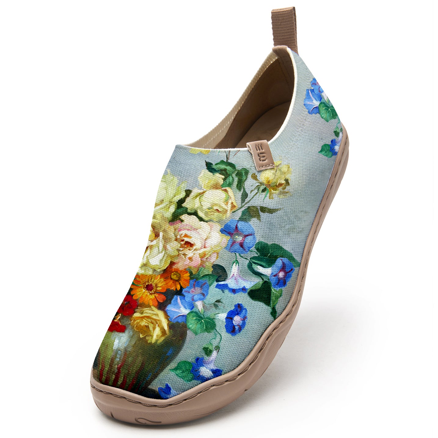 Yiume Frauenkunst Slip-on-Schuhe bequemes atmungsaktives Strick-Freizeitschuh, Vintage Bouquet Hawaiian Blumenhemd