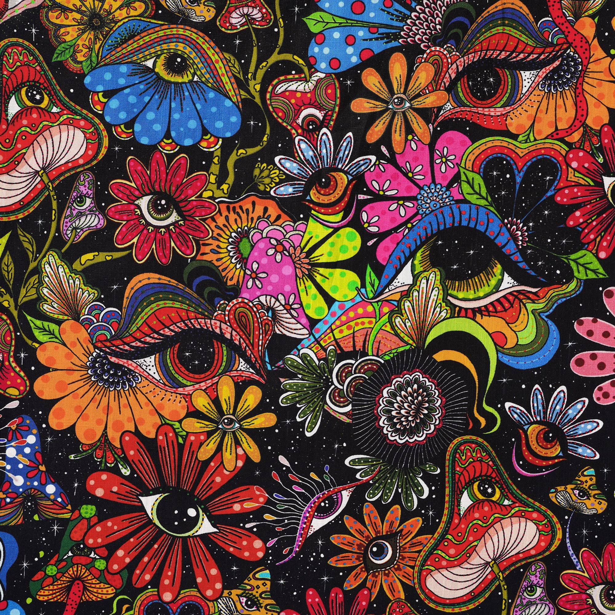 Men's Hawaiian Shirt Short Sleeve Camp Collar 100% Cotton Yellow Aloha Psychedelic Starry Hippie