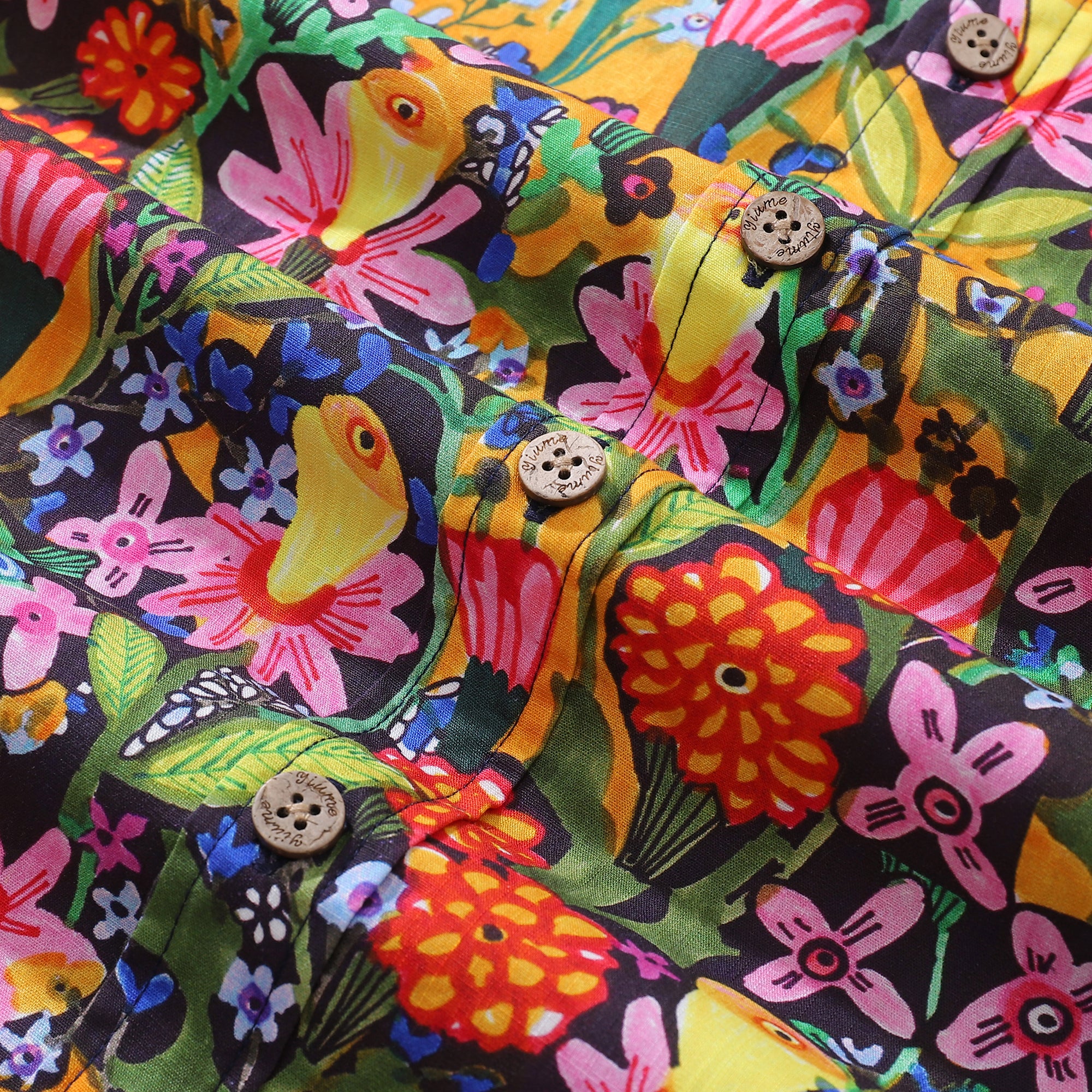Hawaiian Shirt für Männer Mango Flower Fusion von Sharon Nullmeyer Button-down Hemd Kurzarm 100% Baumwolle Aloha Hemd