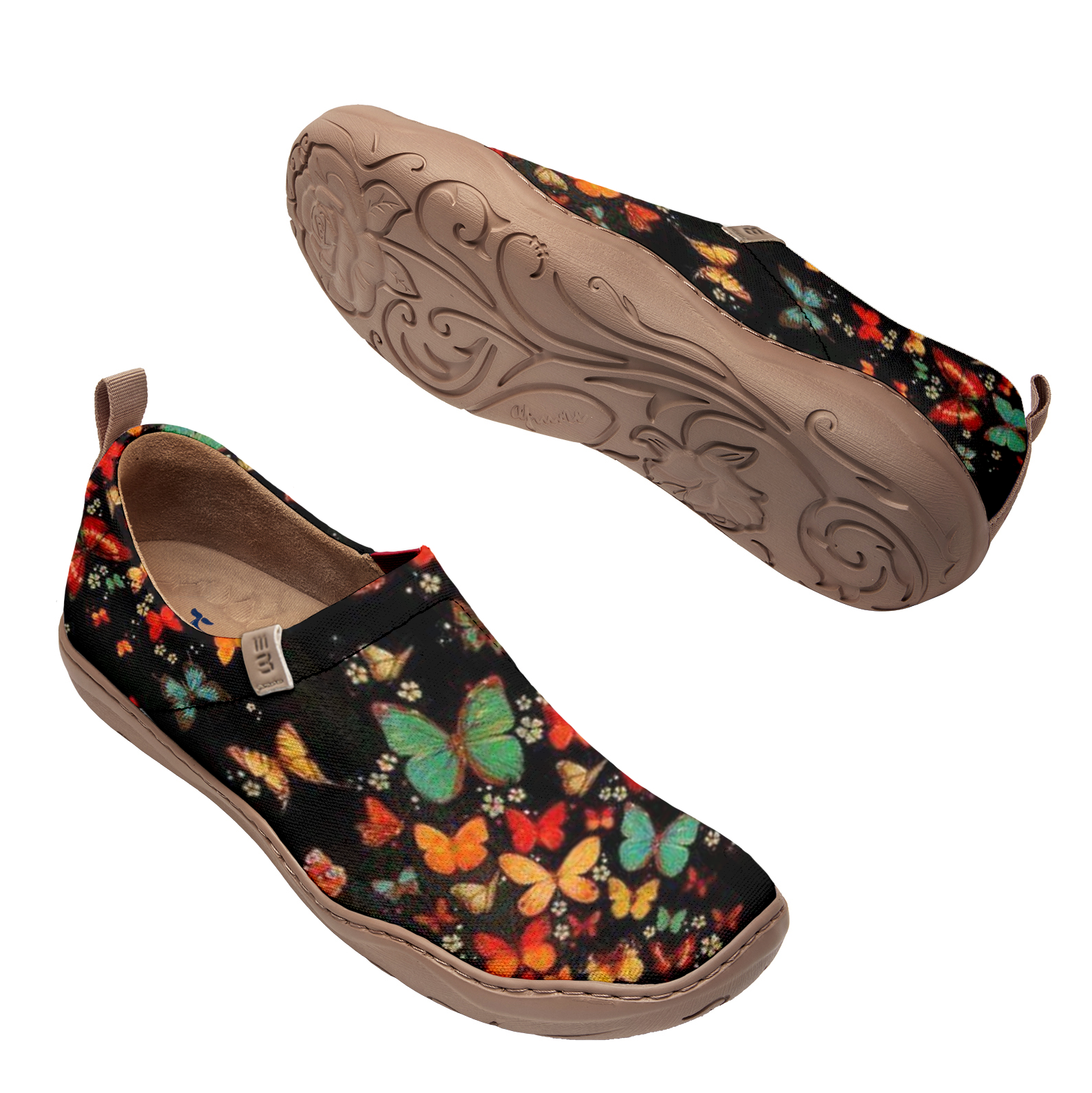 Yiume pour femmes Art Travel Casual Chores Black Butterfly peint, 100% coton