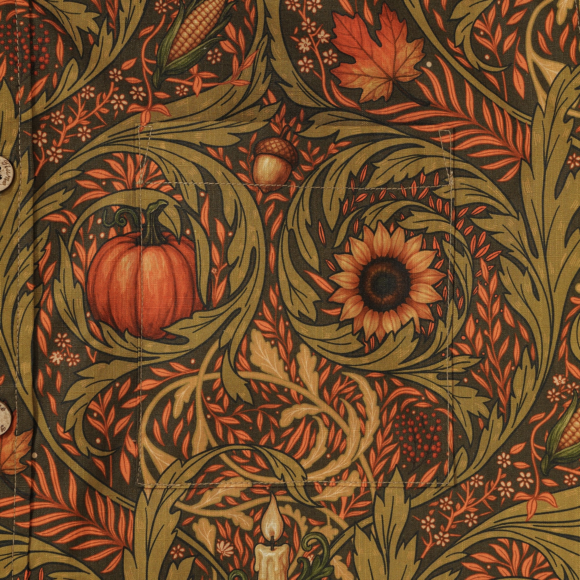 Men's Hawaiian Shirt Short Sleeve Button-down 100% Cotton Green Aloha Morris's Harvest Whisper