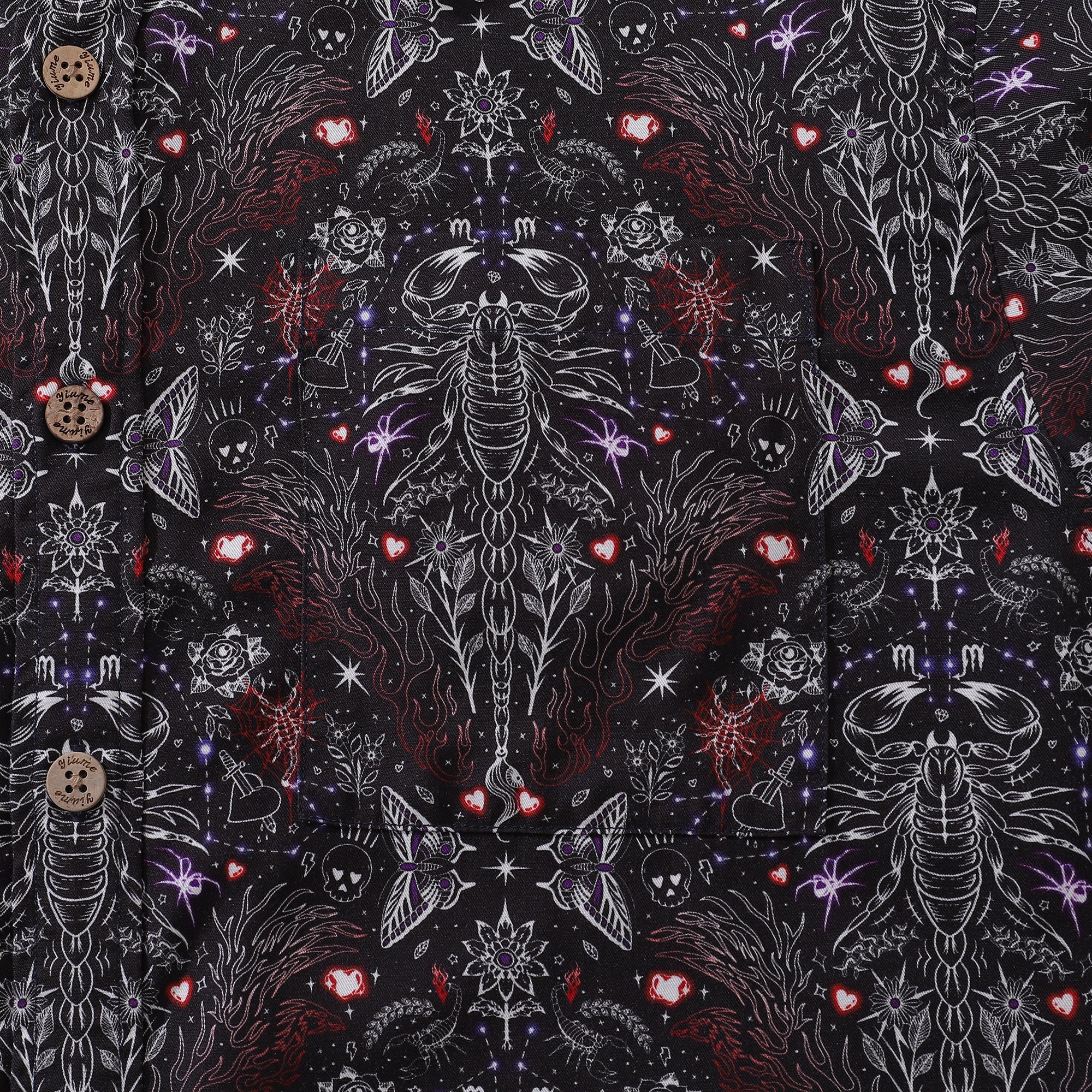 Chemise hawaïenne pour homme Imprimé Scorpion Tencel™ Boutonnée à manches courtes en coton Aloha