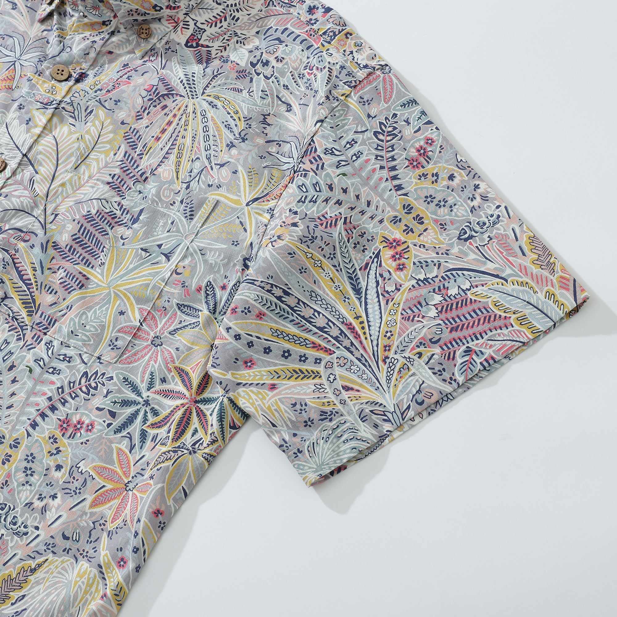 Breathable Hawaiian Shirt for Men Tropical Palm Tree Print 100% Cotton Wrinkle Free Shirt