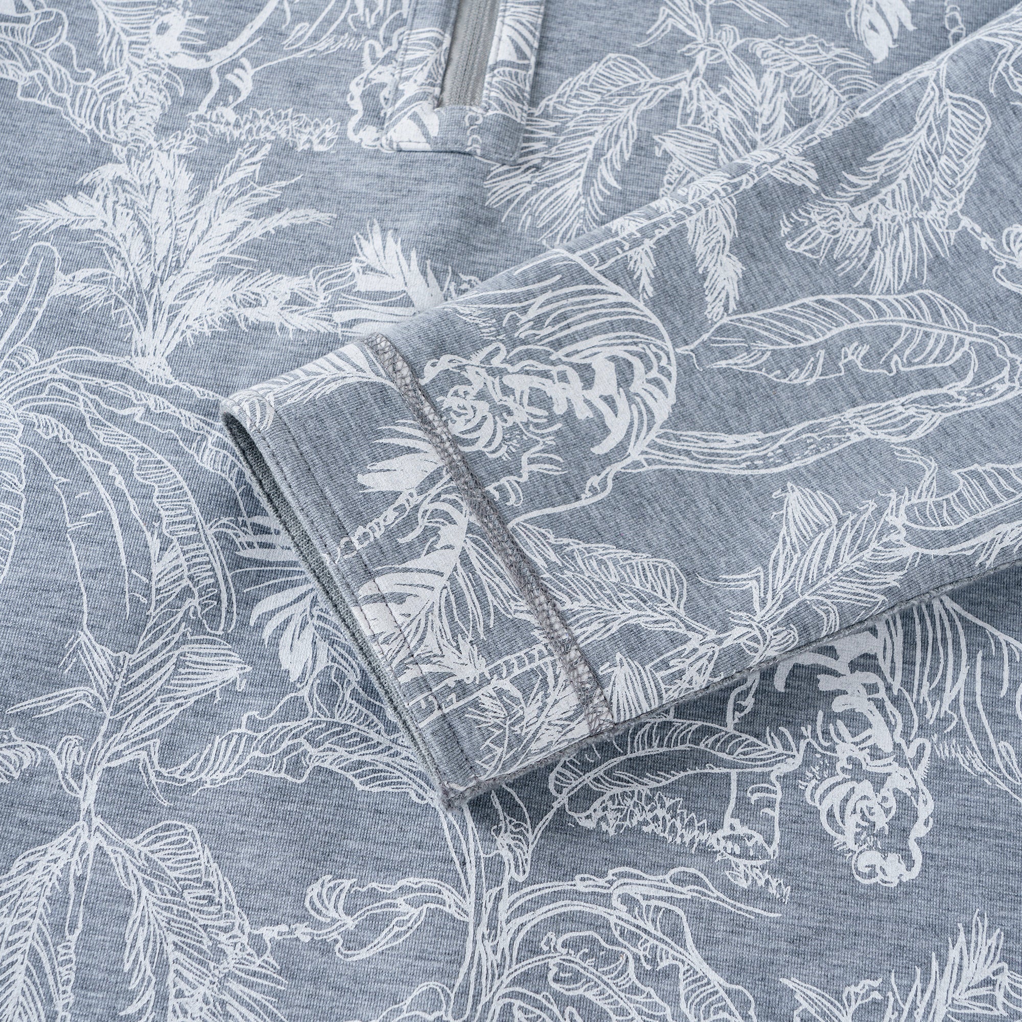 Sweat-shirt mi-zip enchantant de la forêt tropicale (Port reversible)