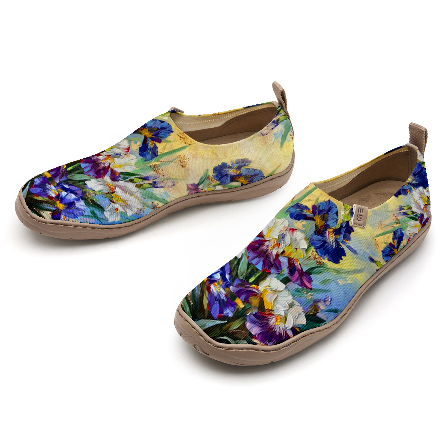 Yiume Women's Art Slip-On Shoes Comfortable Breathable Knit Casual Footwear,Iris Oil Painting Purple Purple Iris Shoes