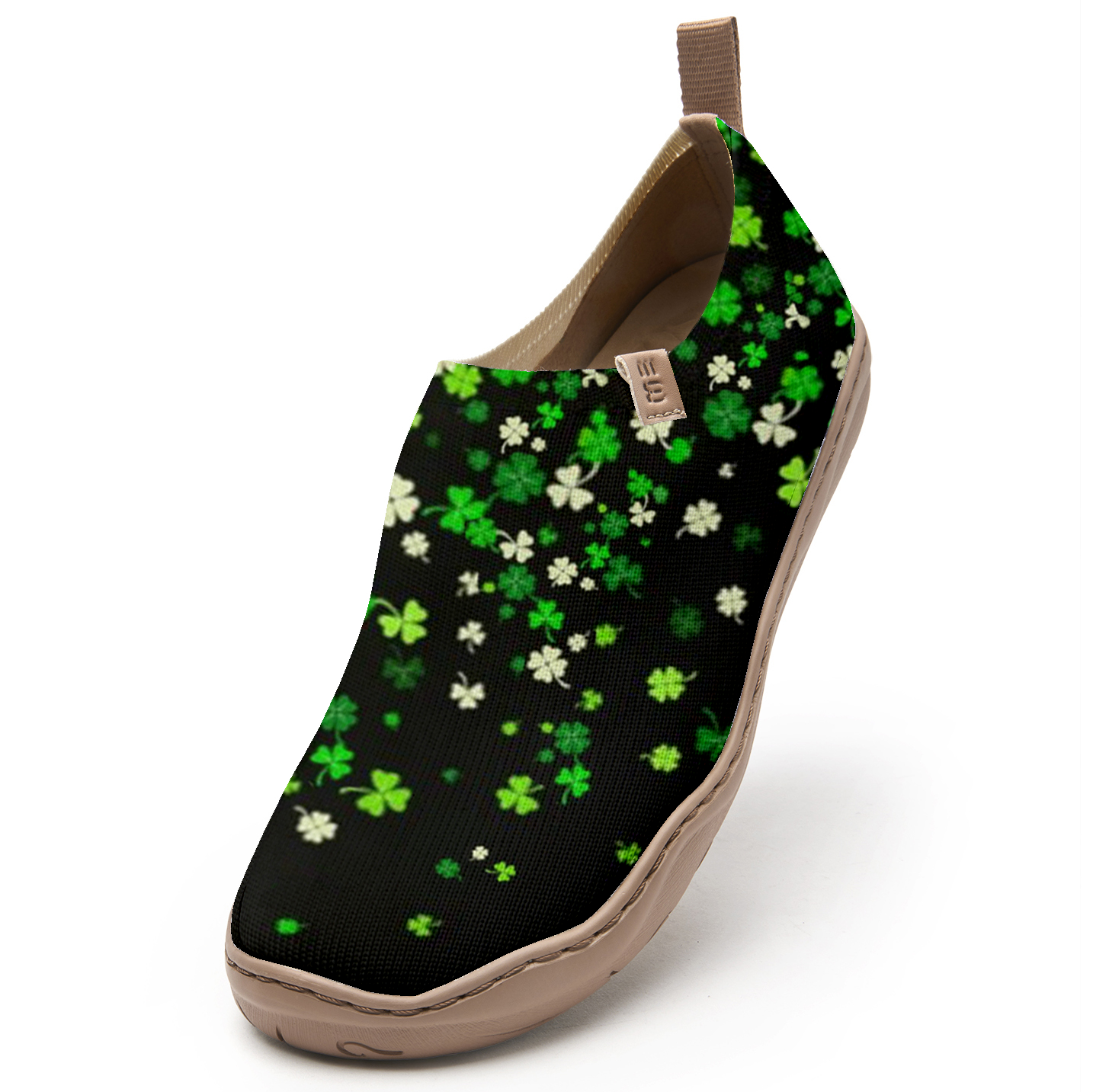 Yiume Women's Art Slip-on lässig Canvas Schuhe St. Patrick's Day Clover Black Malt, 100% Baumwollheiligen Patrick's Day Shamrock
