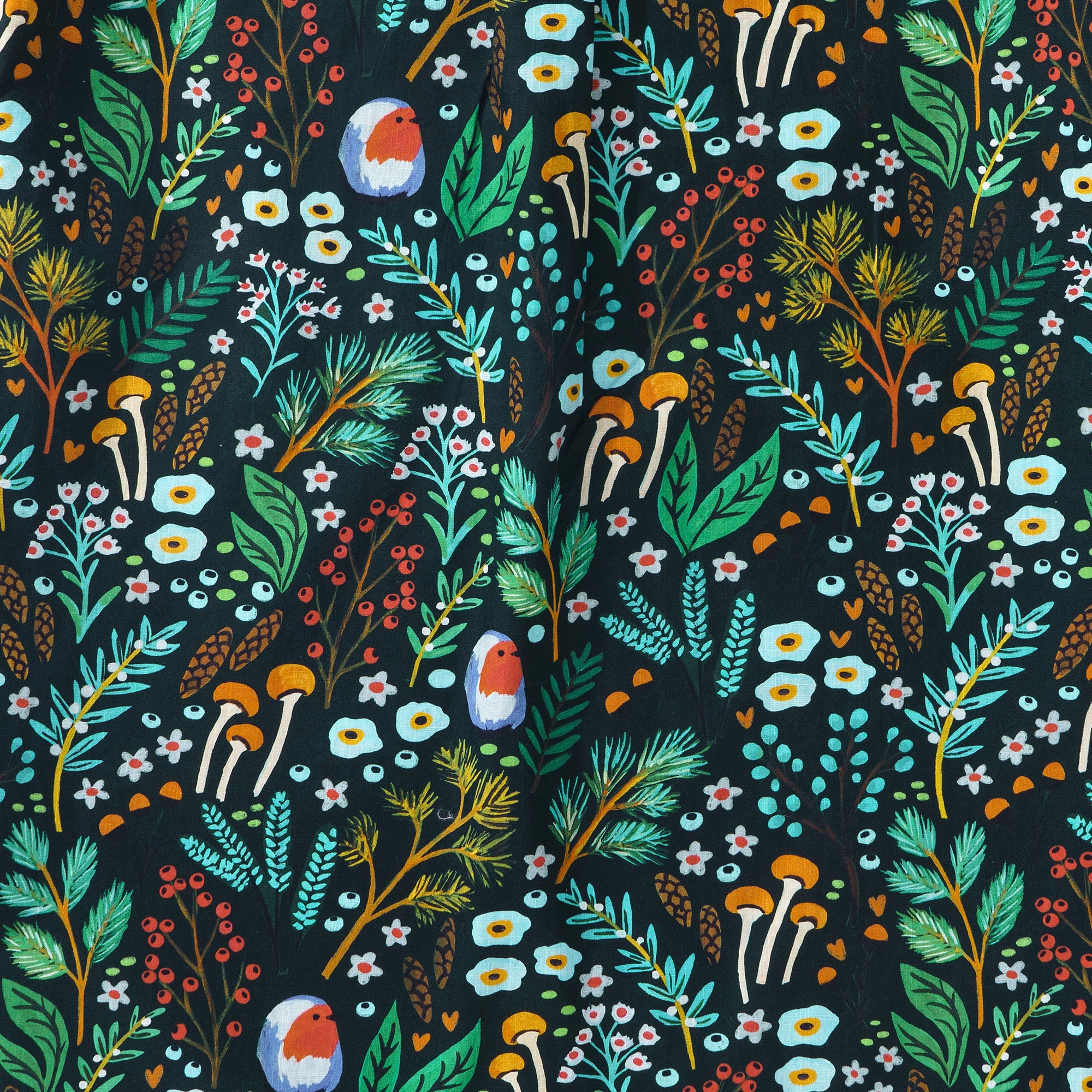 Woodland Walk von Shelley Aldrich 100% Baumwolle Herren Aloha Hawaiian Kurzarm Hemd mit Knöpfen