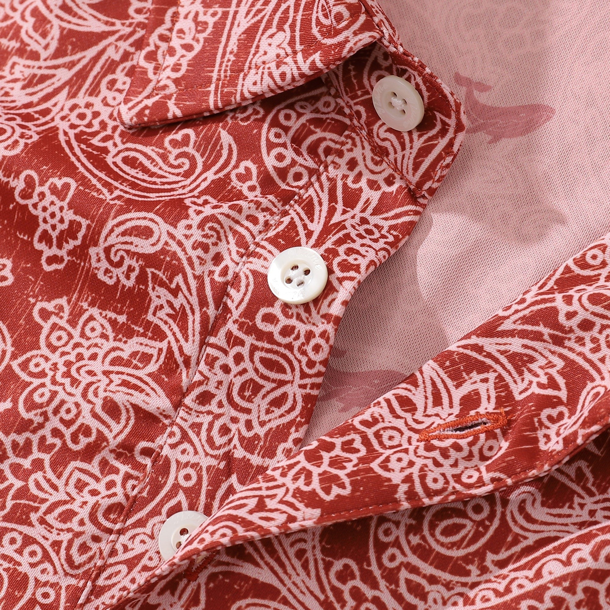 Men's Hawaiian Traces of Time Print Short Sleeve Polo Shirt - RED Traces Of Time - Red