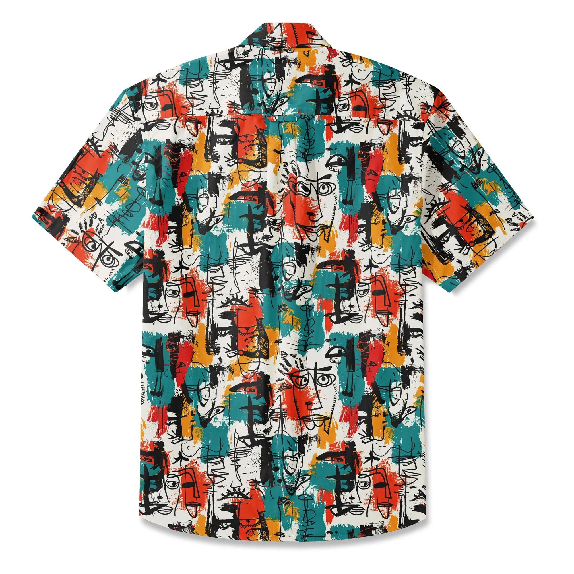 Art-inspired men's shirt with face doodle print