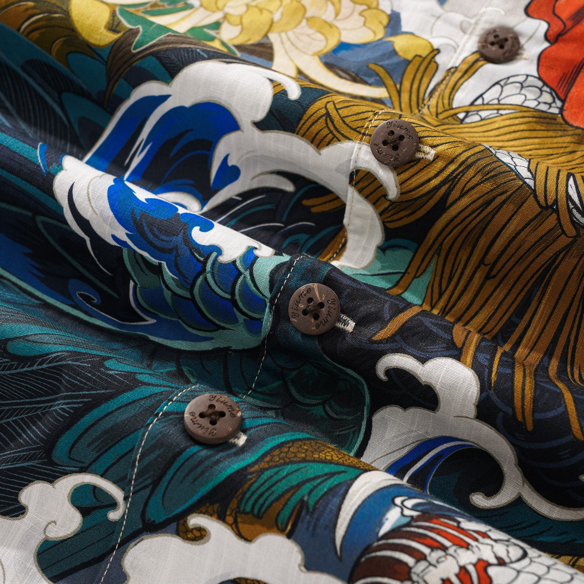 Chemise hawaïenne masculine 100% coton à manches courtes à manches courte à manches courte coq et chemise japonaise ukiyo-e