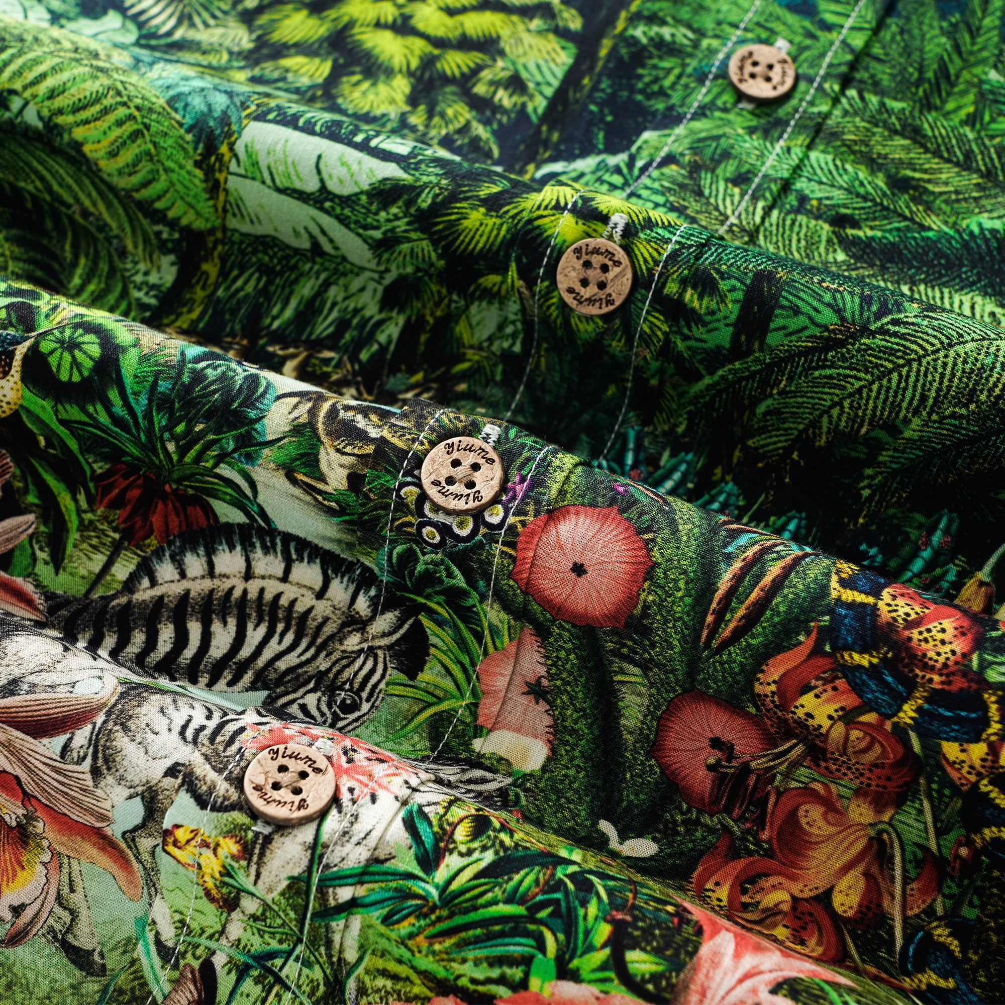 Chemise hawaïenne masculine à manches courtes à manches courtes 100% coton vert jungle de jungle