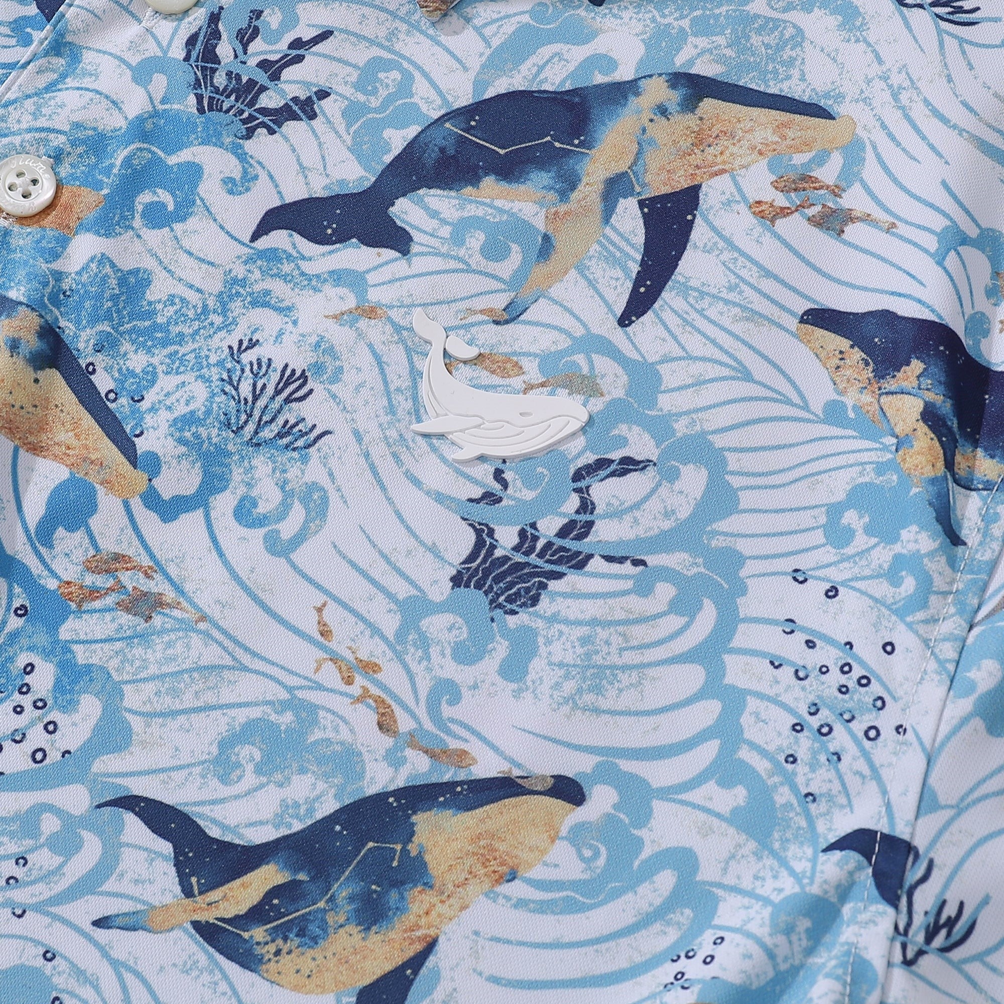 Herren Hawaiian Pisces Print Kurzarm Polohemd