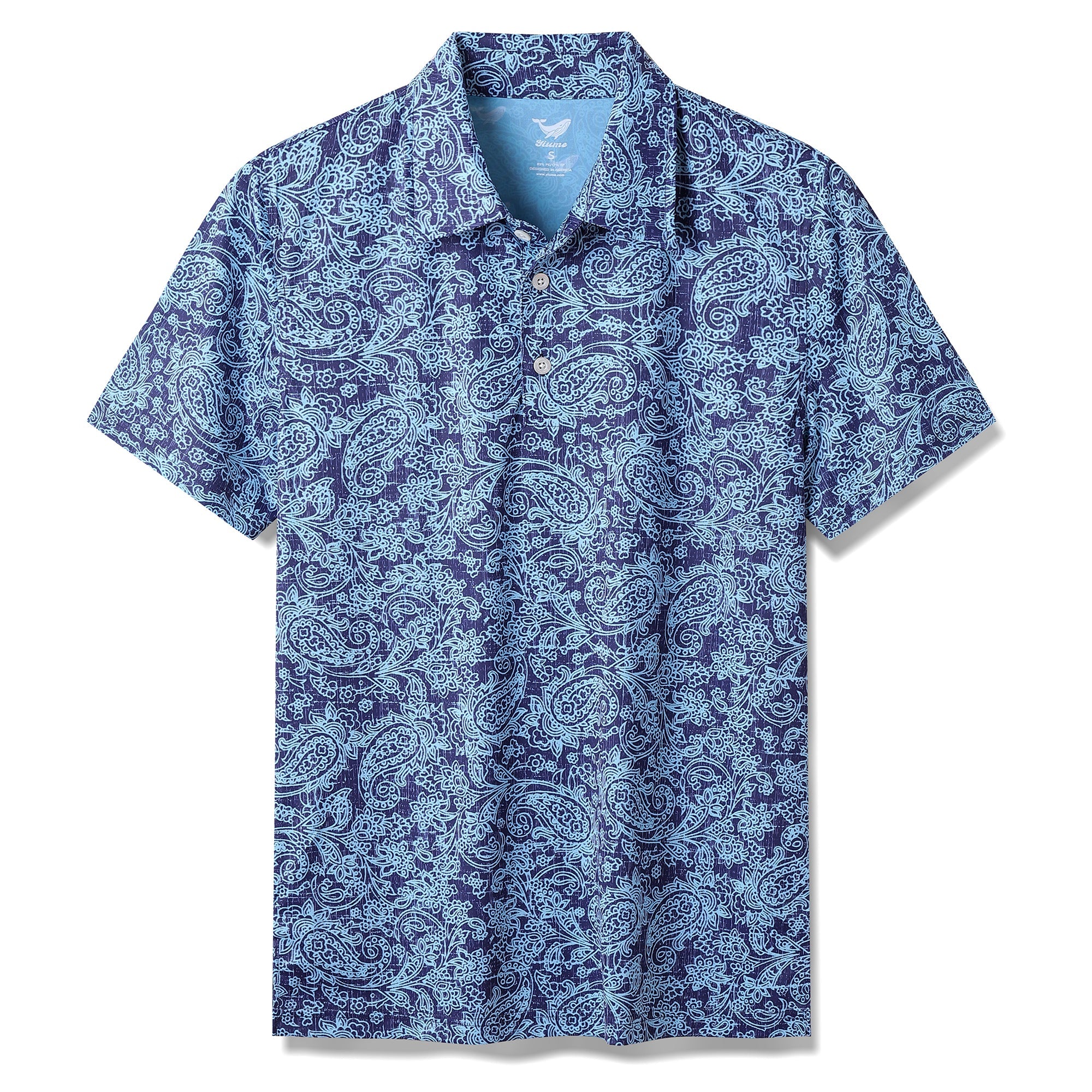 Polo à manches courtes pour hommes avec imprimé Hawaiian Traces of Time - BLEU