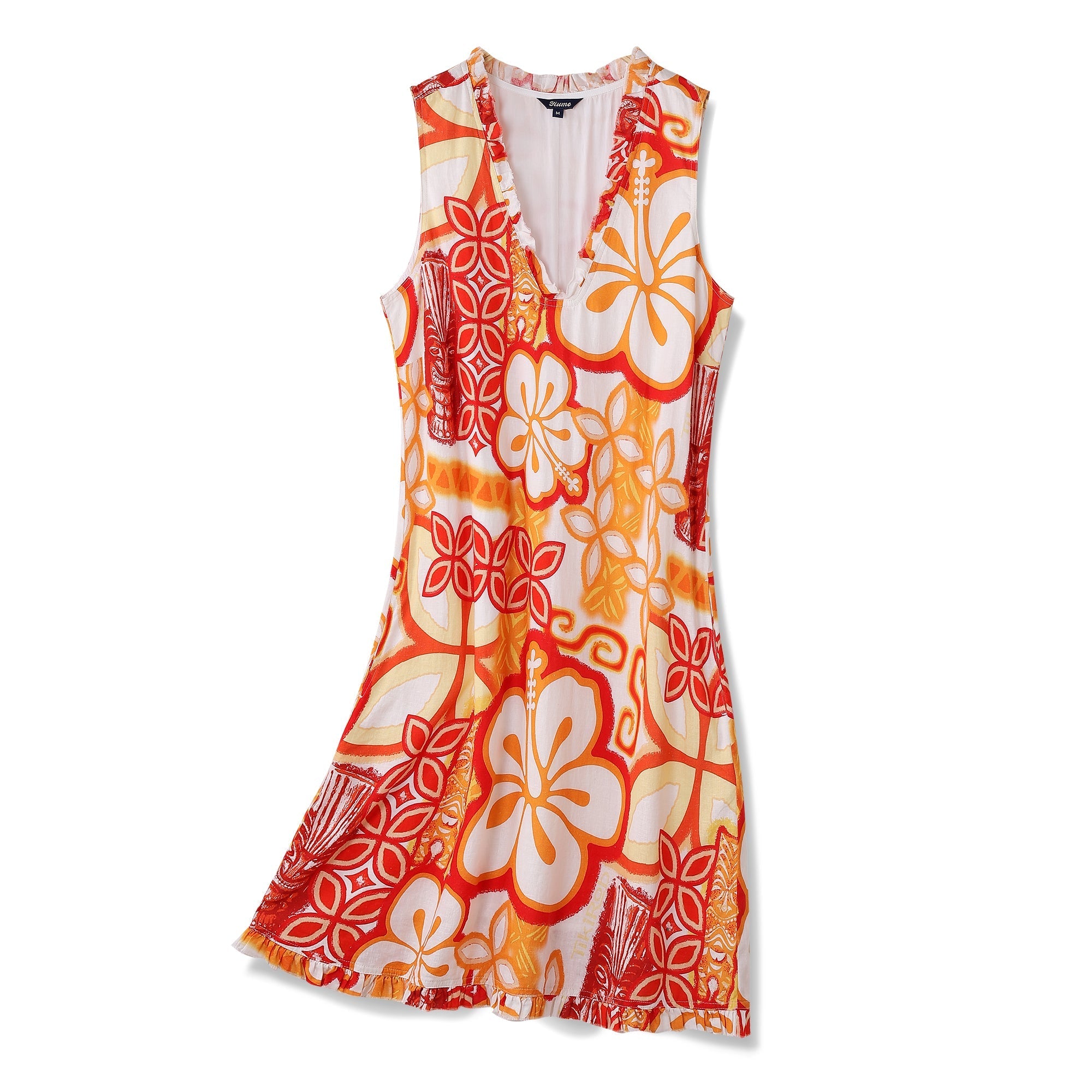 Hawaiian Dress For Women Summer Vacation Dress Tikirob Designer V-Neck Dress Tikirob Dress