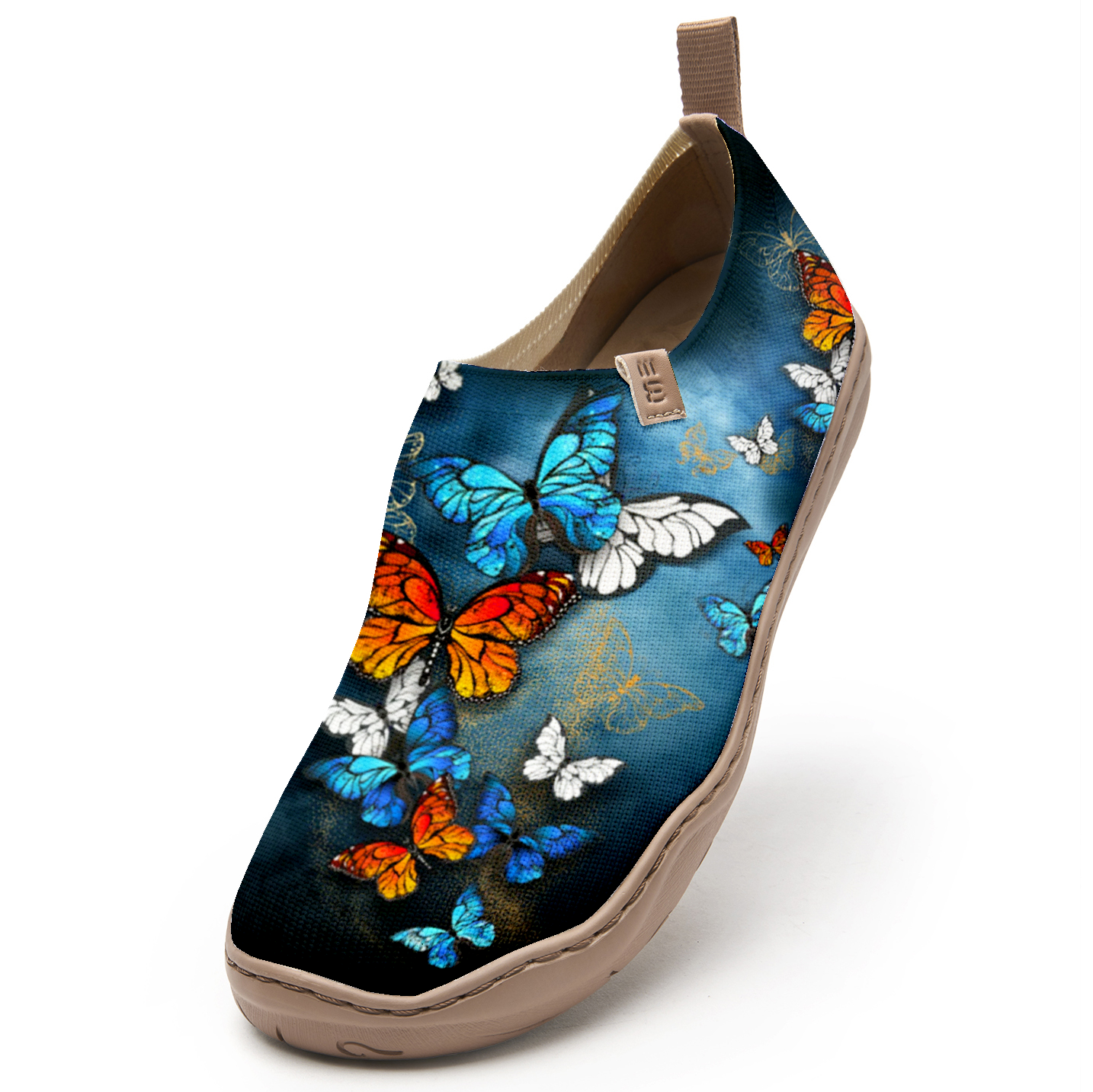 Yiume Women's Art Slip-On Shoes Comfortable Breathable Knit Casual Footwear,Blue And Black Butterfly Midnight Butterfly Heels