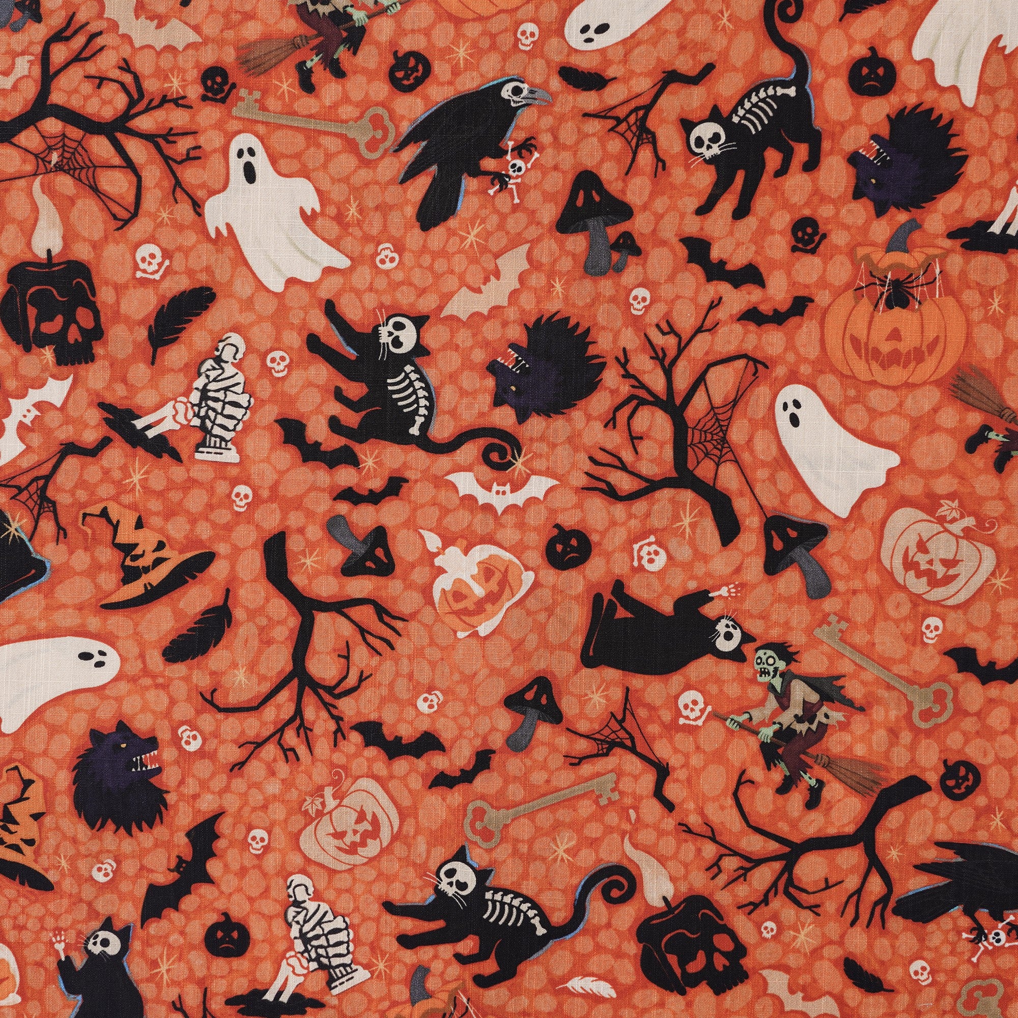 Halloween Hawaiian Shirt For Men Orange Short Sleeve Button-down 100% Cotton Orange Aloha Shirt