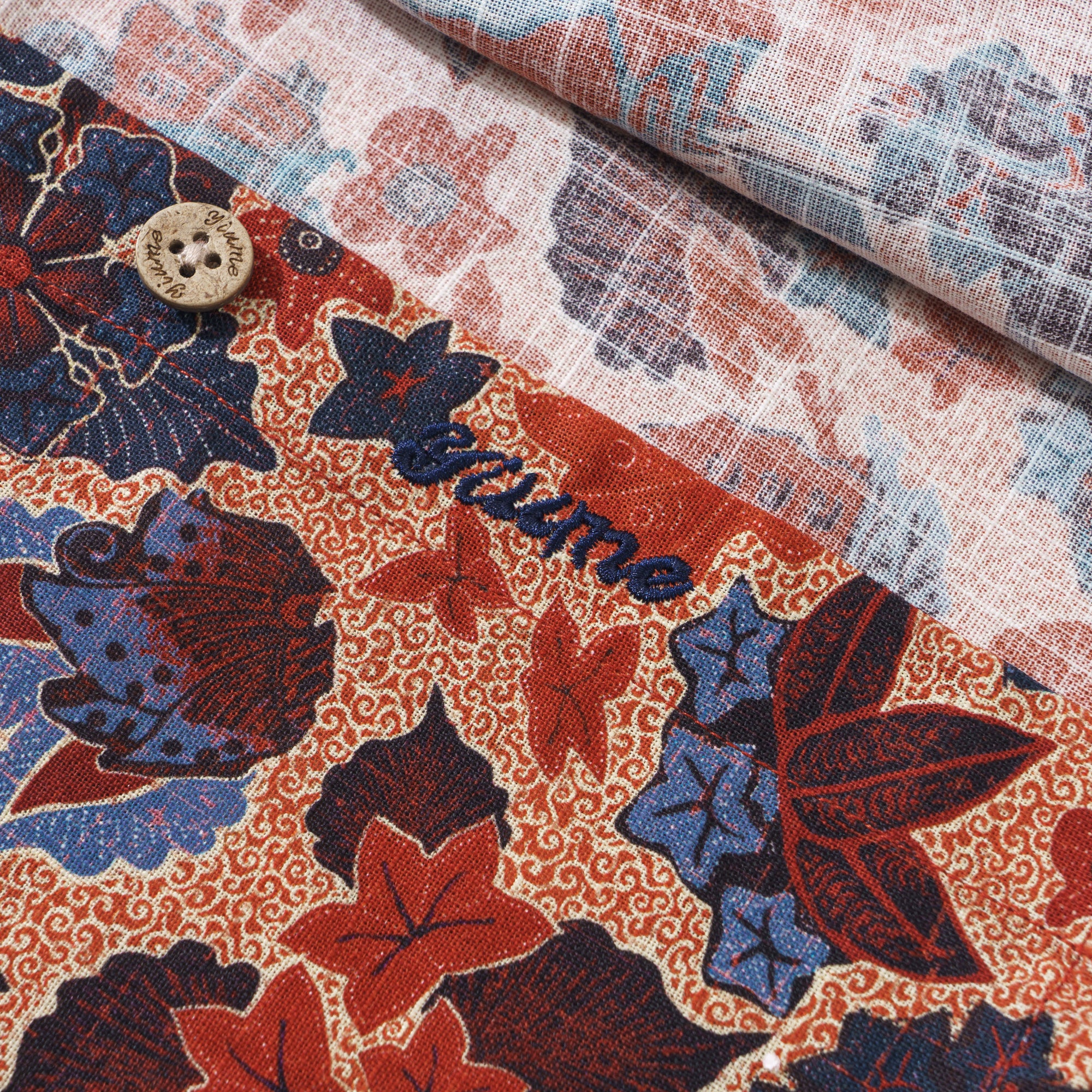 Genji vs. Taira 100% Baumwolle Herren Langarm Hemd mit Knöpfen Rot Aloha Hawaiian