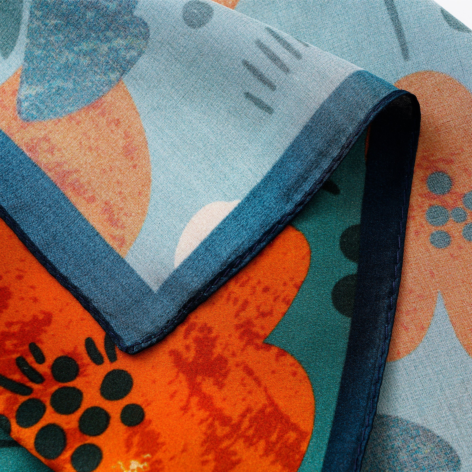 Floral Square Scarf 100% Mulberry Silk Autumn Blooms Symphony Autumn Blooms Symphony 100% Silk 53*53cm