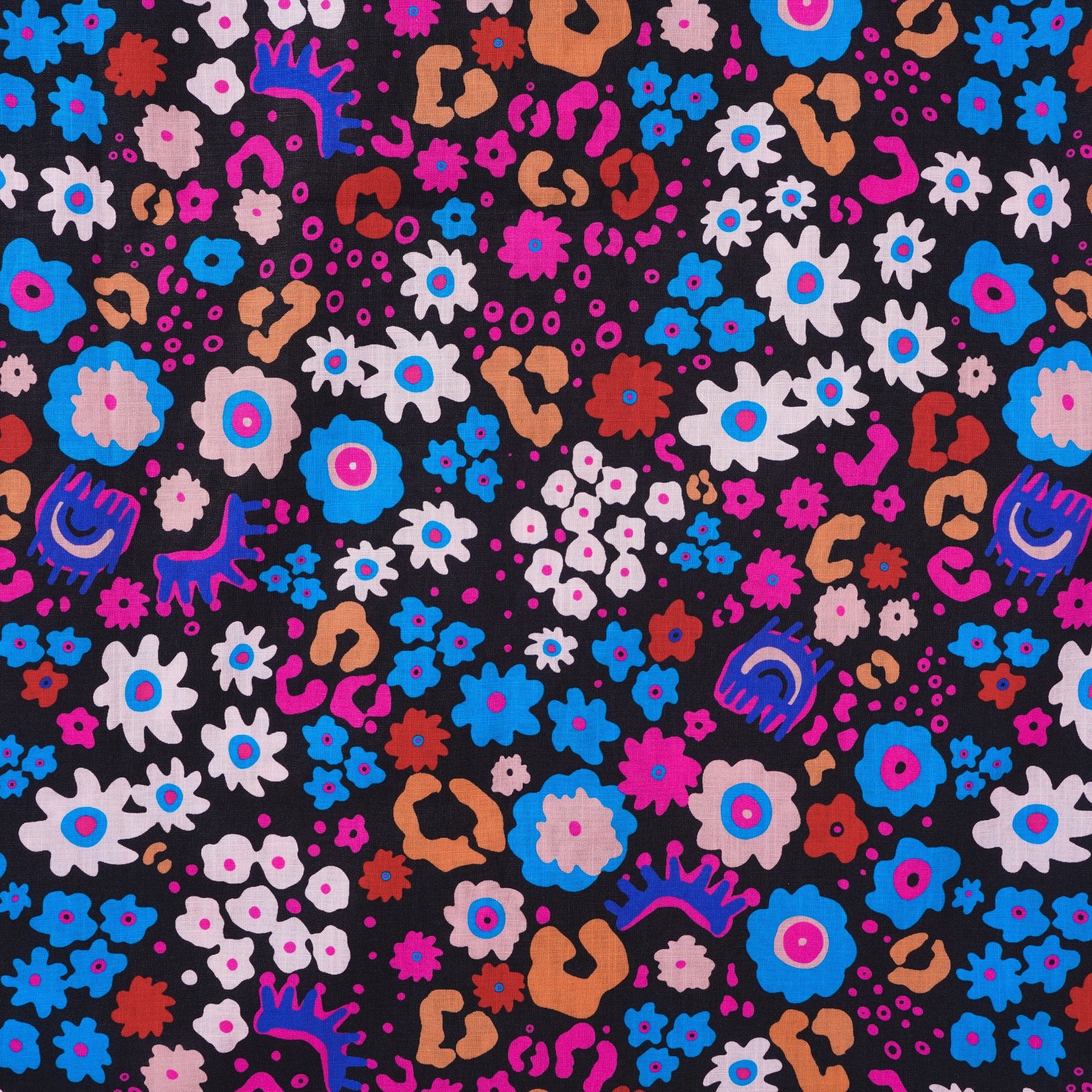 Herren -Hawaiian -Hemd Kurzarm Camp Camp Hals 100% Baumwollblau Aloha Enchanted Garden Leopard Print