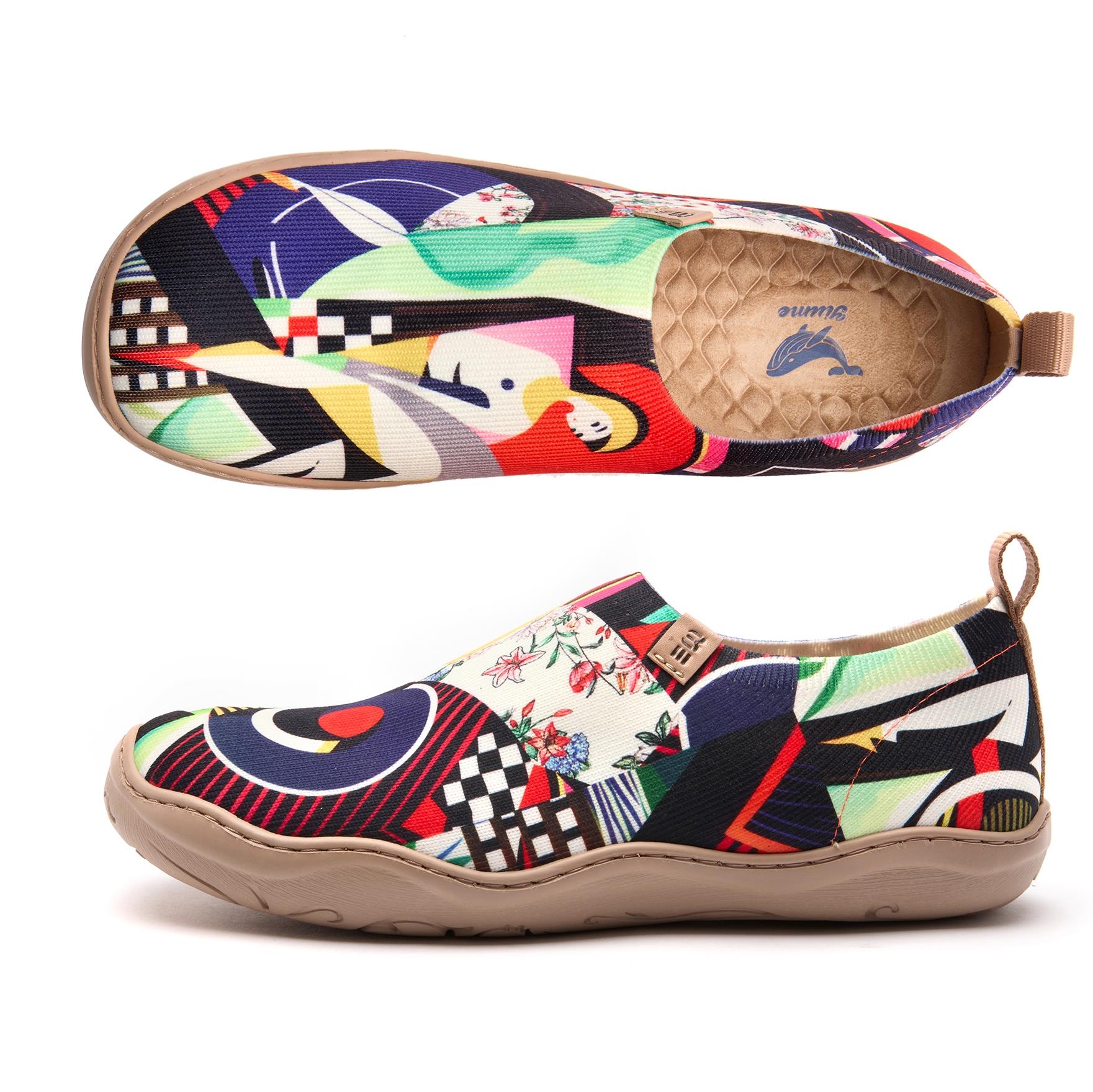 Abstrakte Porträtkunst Frauen Slip-on-Schuhe gestrichene Leinwand Sneakers Abstrakte Porträtmalerei