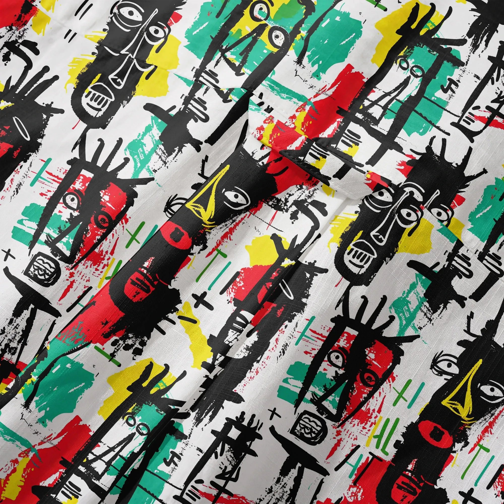 Art-inspired men's Hawaiian shirt with face doodles