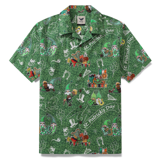 Yiume Hawaiian Shirt für Männer mit Camp-Kragen 100% Baumwolle Irisches Hemd