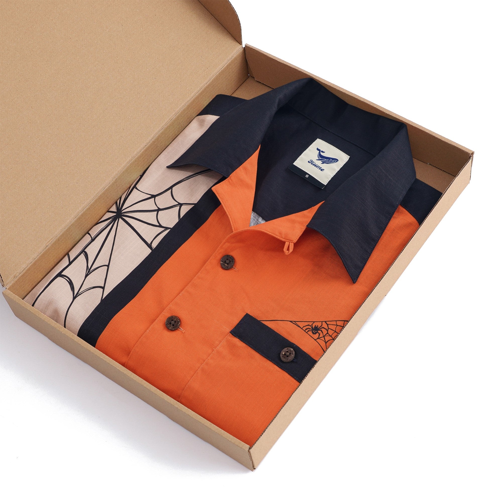 Men's Bowling Shirt Short Sleeve Halloween Hawaiian Shirt Camp Collar 100% Cotton Spider Pumpkin Lantern Shirt