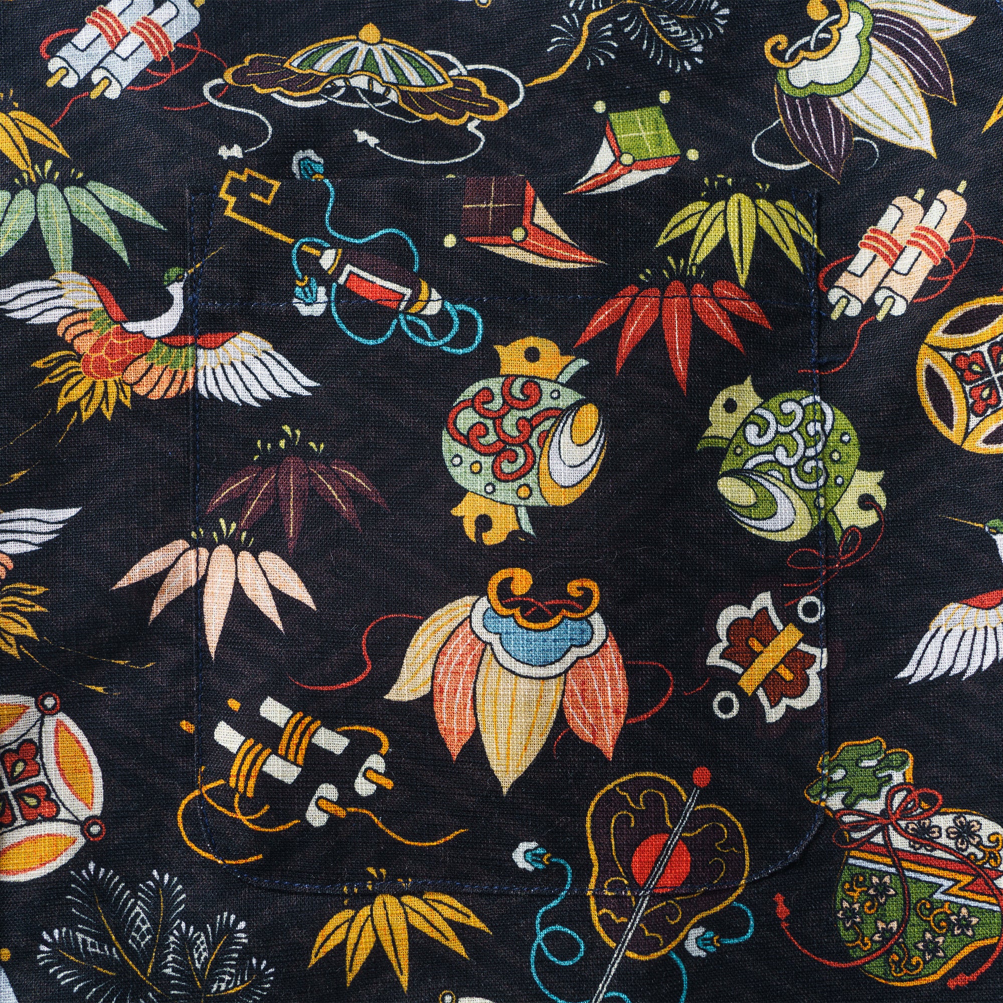 Nippon's Treasure Patterns 100% Cotton Men's Long Sleeve Button-down Shirt Aloha Hawaiian