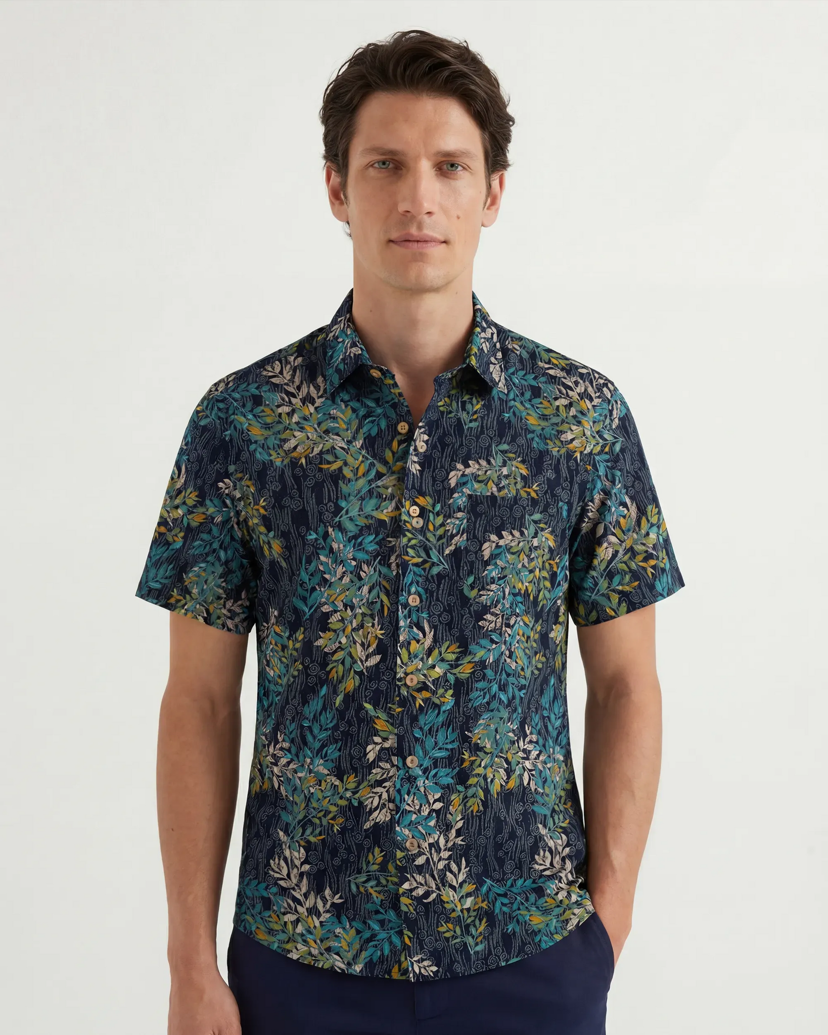 LeosWare® Men's Hawaiian Shirt Short Sleeve Button-up 100% Cotton