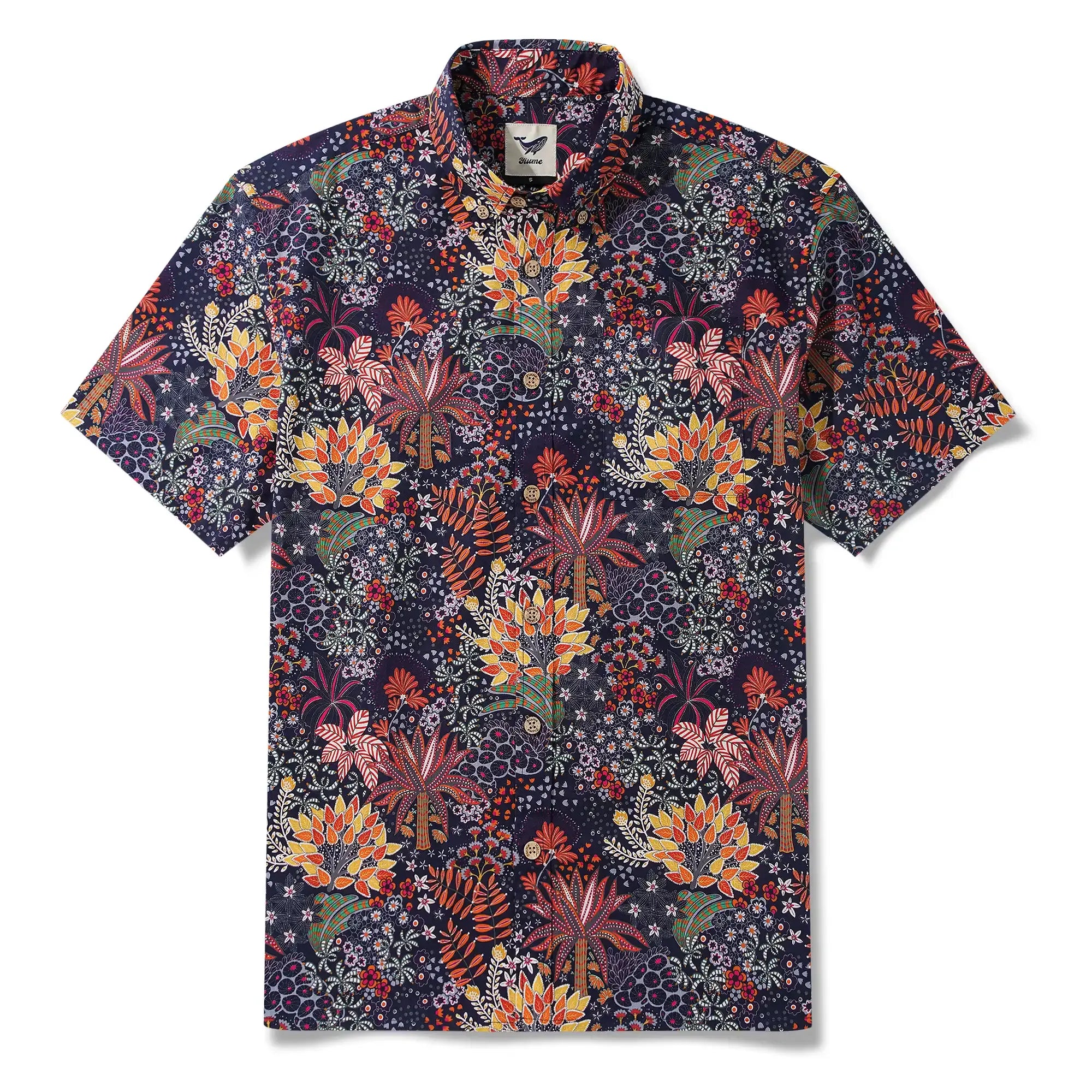 1950s Tropical Hawaiian Shirt For Men Quirky Plants Print Short