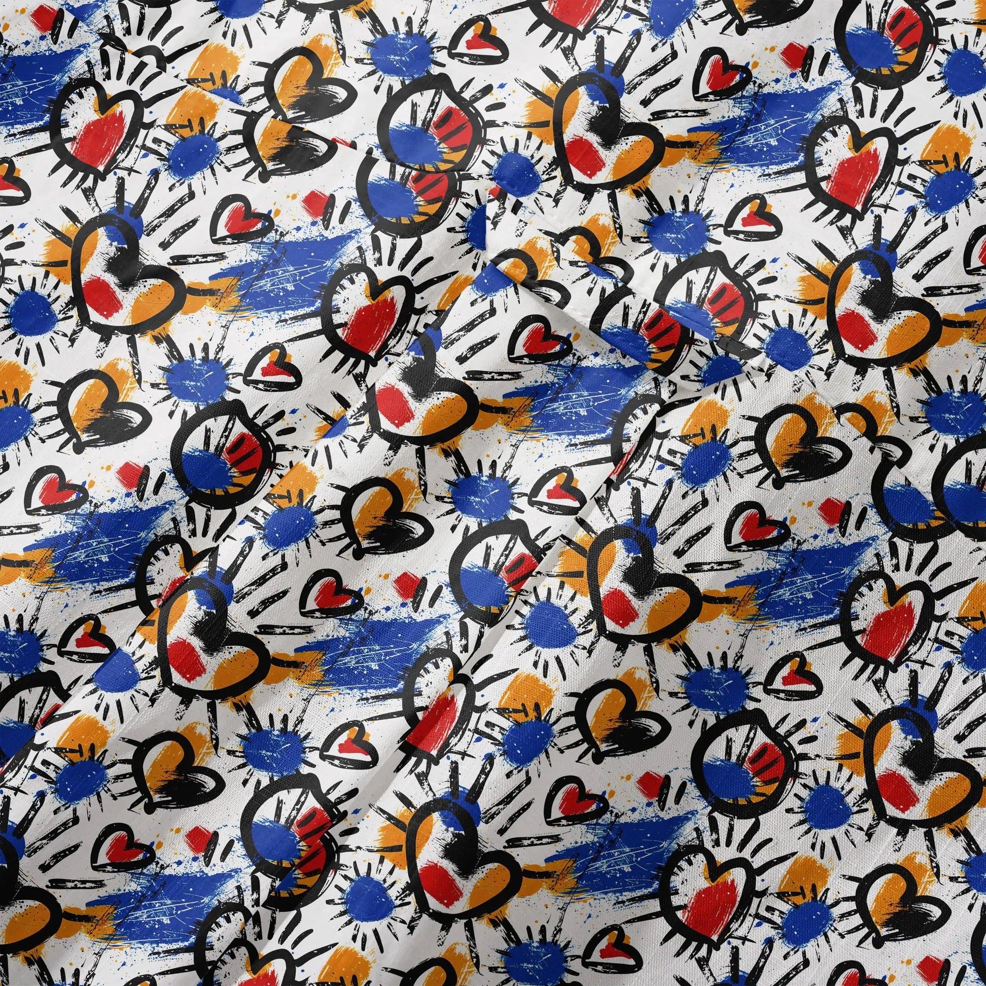 LeosWare men's Hawaiian shirt, colorful heart pattern, short sleeve