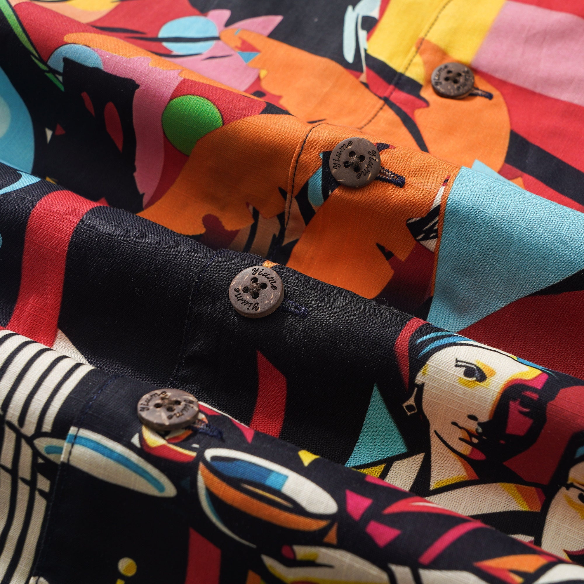 Herren Hawaii-Hemd Kurzarm Camp-Kragen 100% Baumwolle Rot Aloha Pop-Art