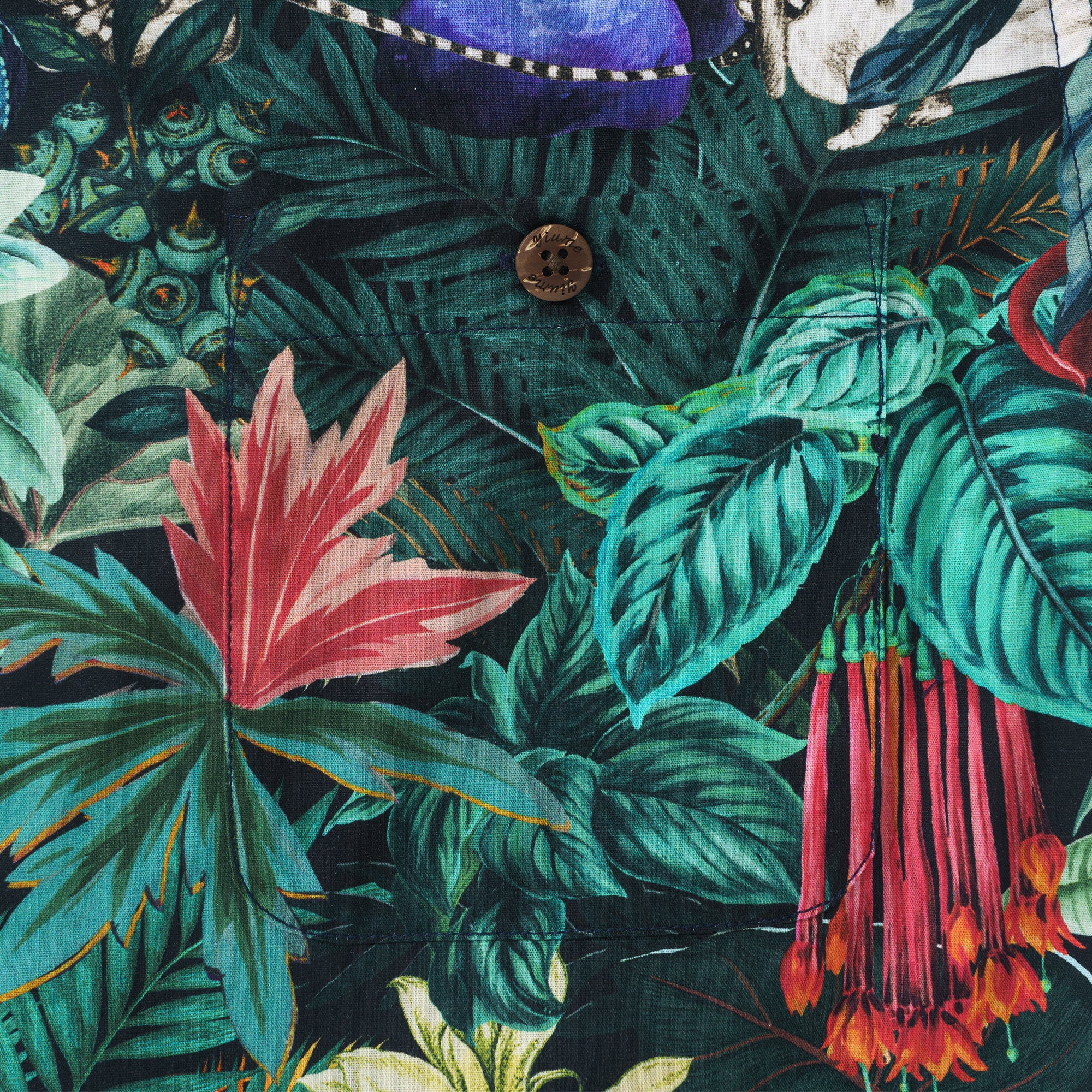 Jungle Enchantment Menagerie Chemise Aloha Hawaïenne à Manches Courtes en Coton 100% pour Hommes avec Col Camp