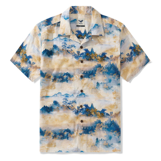 Men's 100% Cotton Hawaiian Shirt with Camp Collar