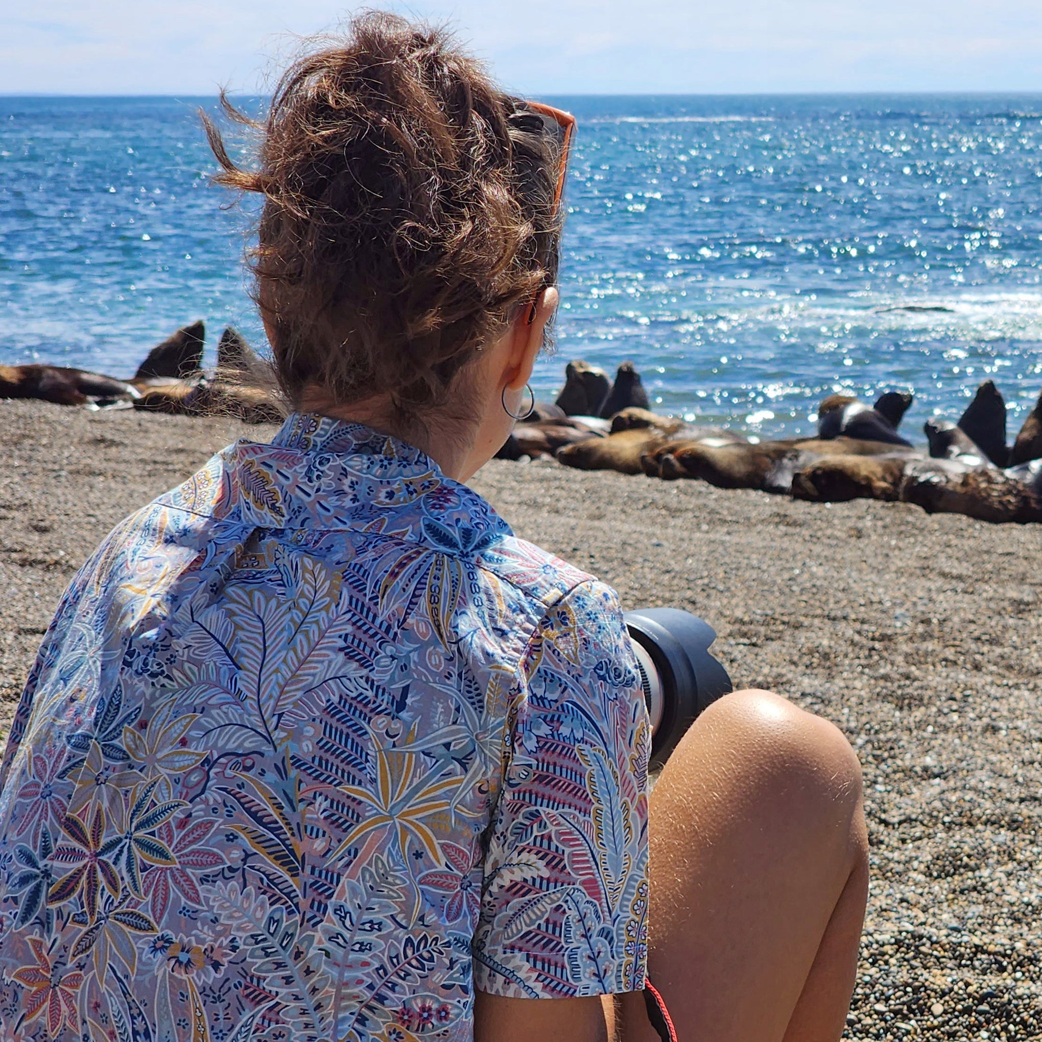 Women's Hawaiian Shirt Tropical Palm Tree Print Cotton Button-up Short Sleeve Jungle Women Shirt