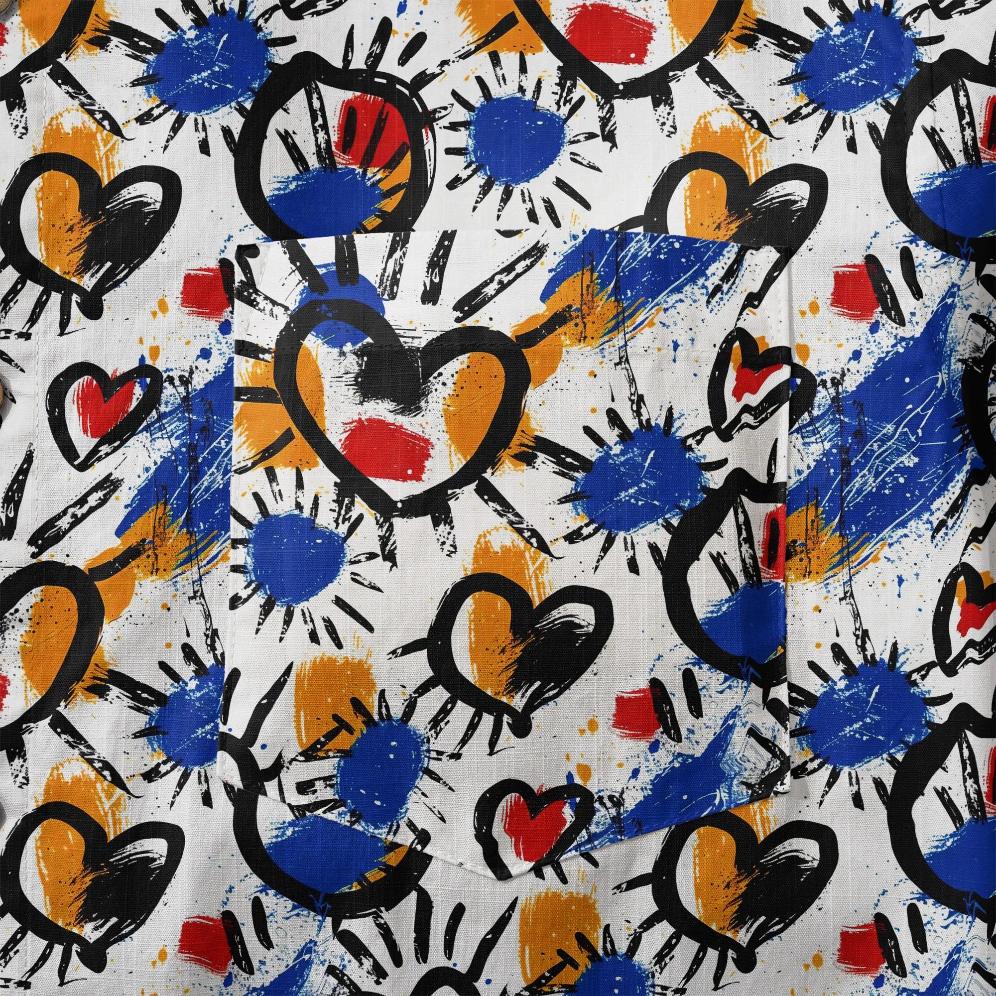 LeosWare men's shirt with colorful heart and ink splash design