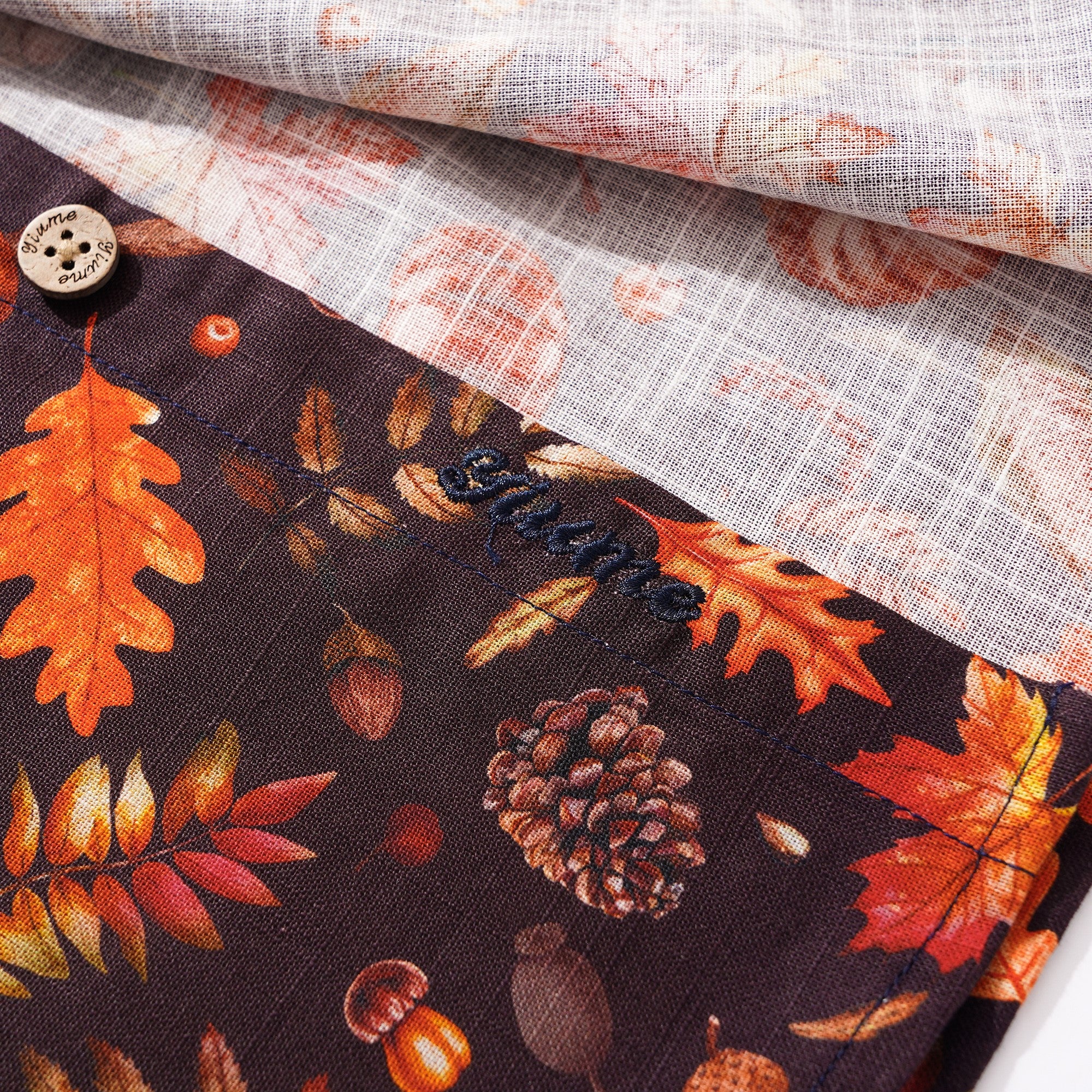 Men's Hawaiian Shirt Long Sleeve Button-down 100% Cotton Brown Aloha Autumn Harvest Festival