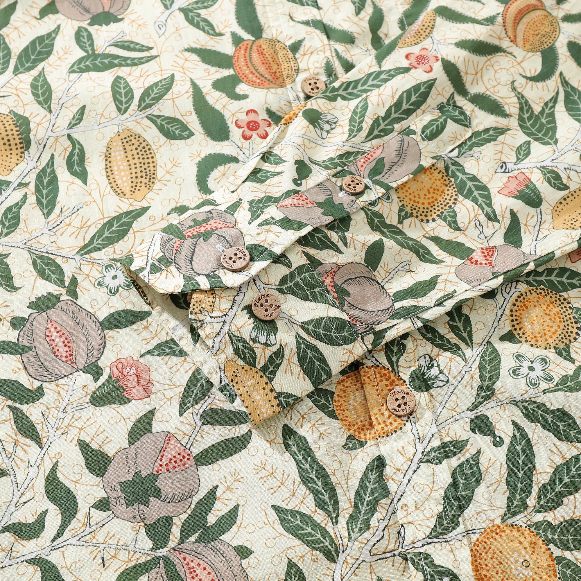 Chemise hawaïenne pour homme William Morris Fruits Grenades Designer en coton à boutons, à manches longues Aloha