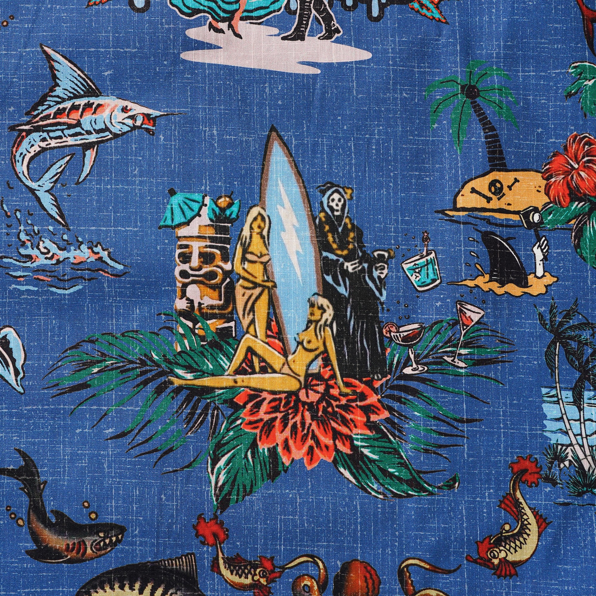 Men's Hawaiian Shirt Short Sleeve Button-down 100% Cotton Blue Aloha Hot Paradise Beach