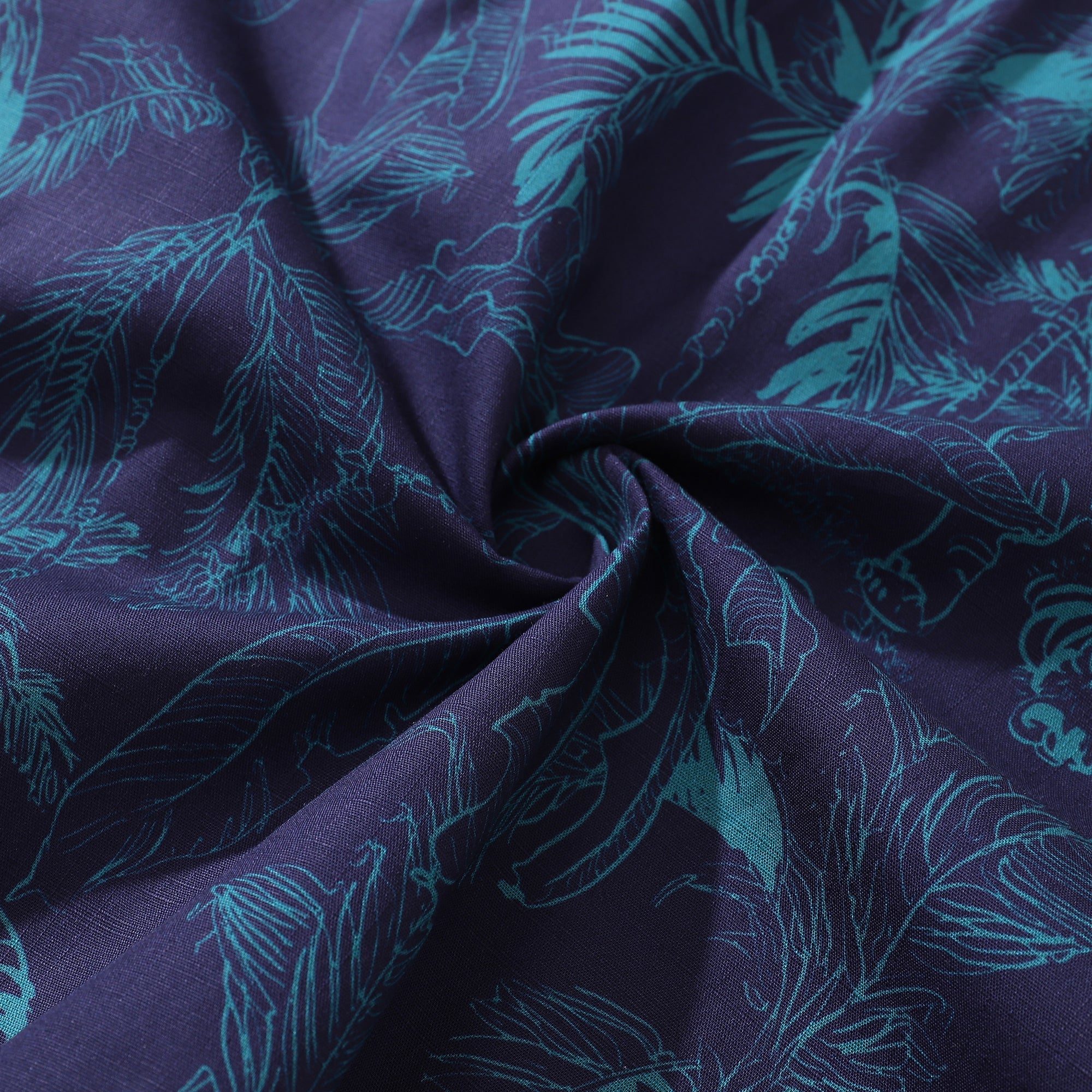 Deep Blue Hawaiian Shirt For Men Tropical Button-down Shirt Short Sleeve 100% Cotton Shirt Mysterious Jungle